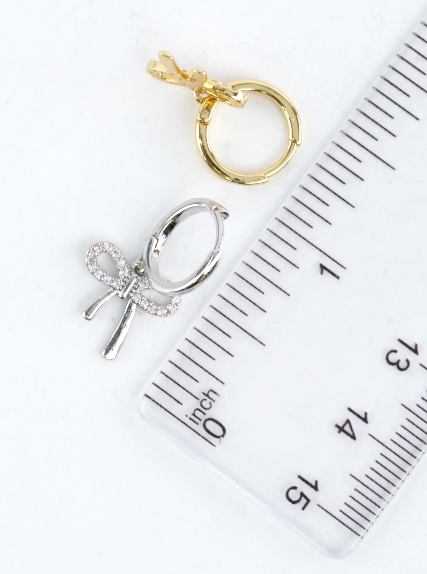 CZ Pave Bow Drop Huggie Earrings