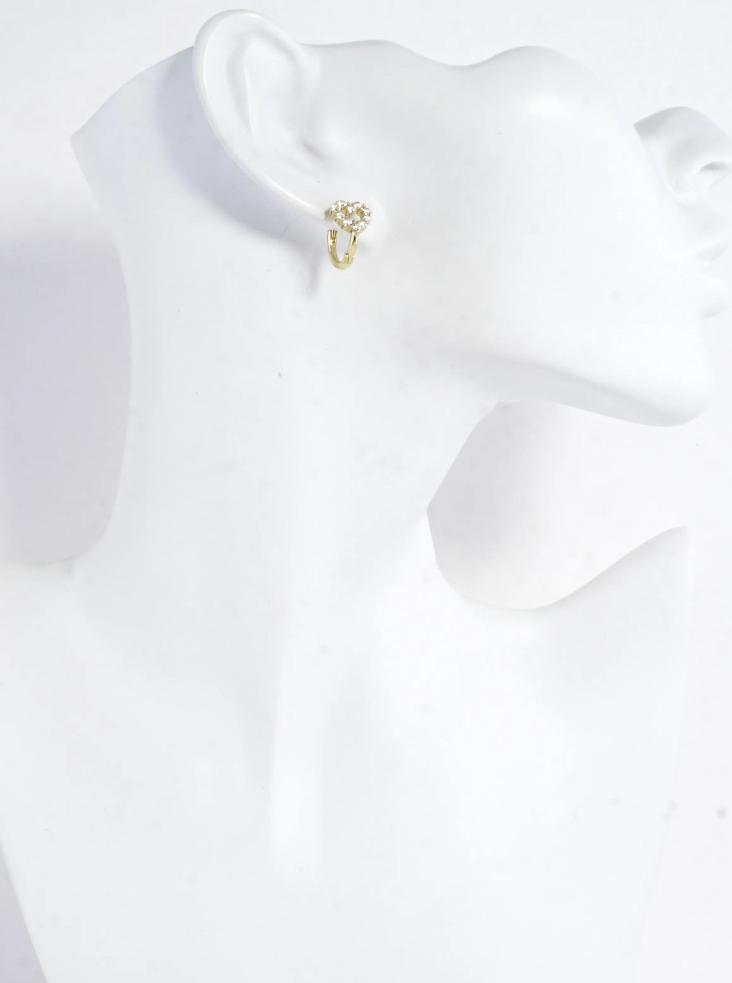 CZ Pave Brass Heart Huggie Hoop Earrings