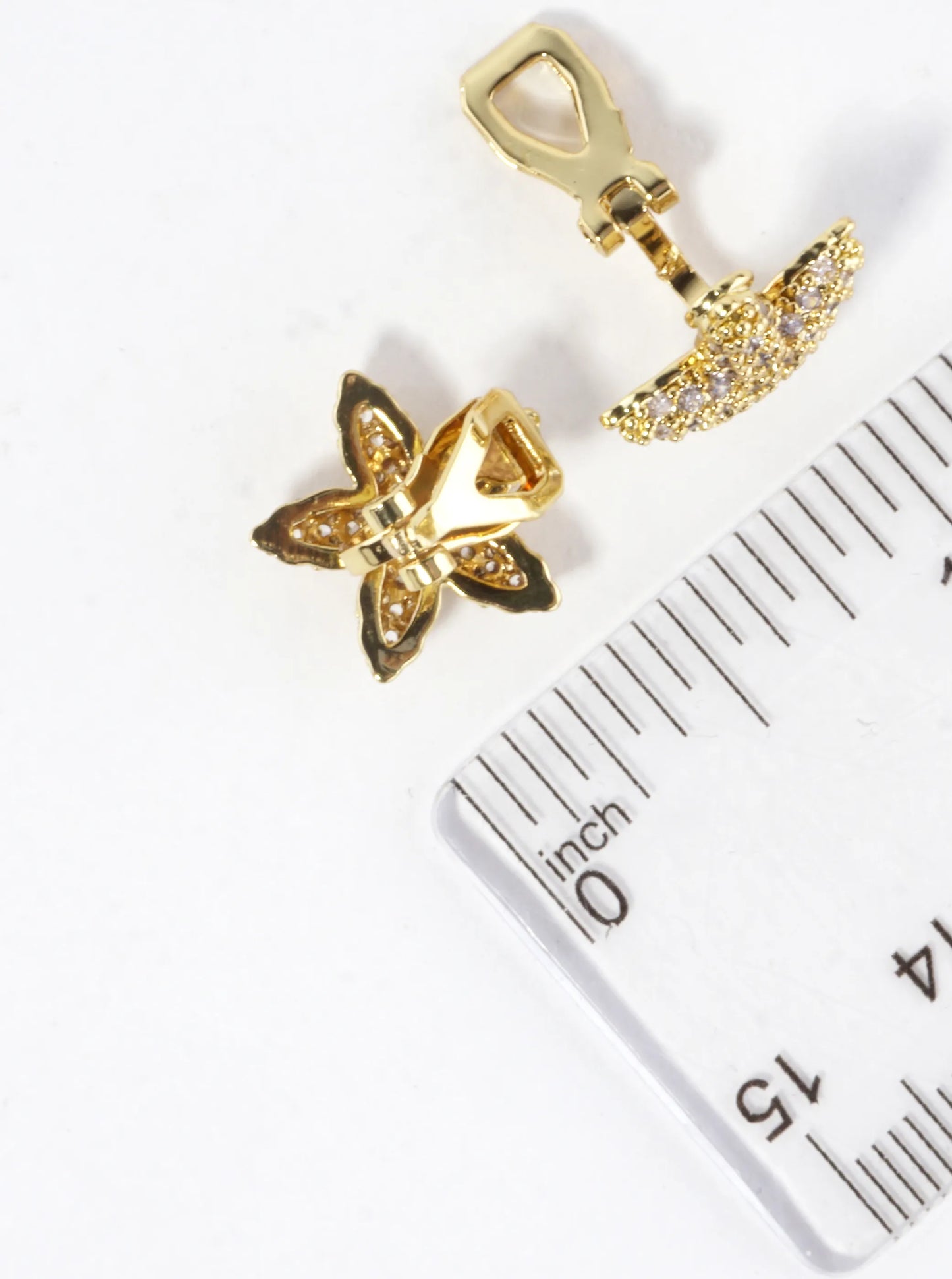CZ Pave Brass Starfish Clip On Earrings