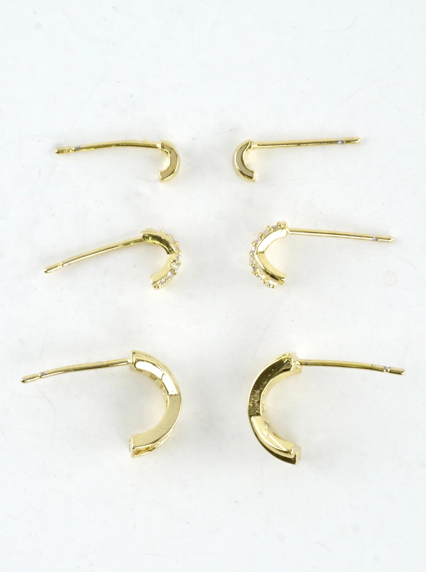 CZ Pave Crossover X 3 Pair Stud Earrings Set