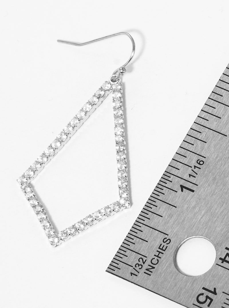 CZ Pave Diamond Shaped Dangle Drop Earrings