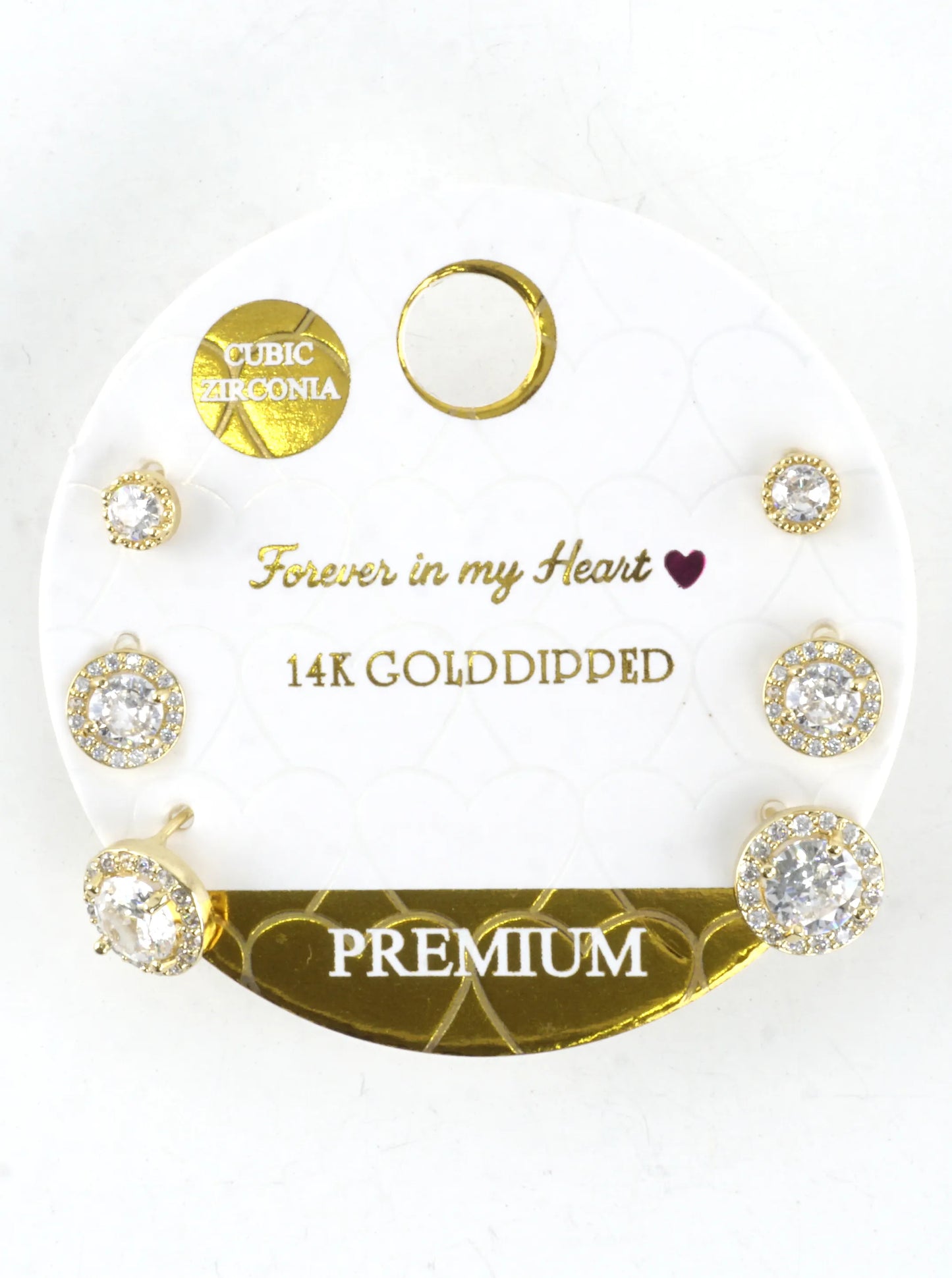 CZ Pave Halo Pave 3 Pair Stud Earrings Set