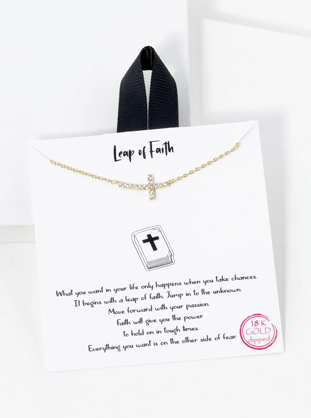 CZ Pave Sideways Cross Pendant 18K-Gold-Dipped Necklace