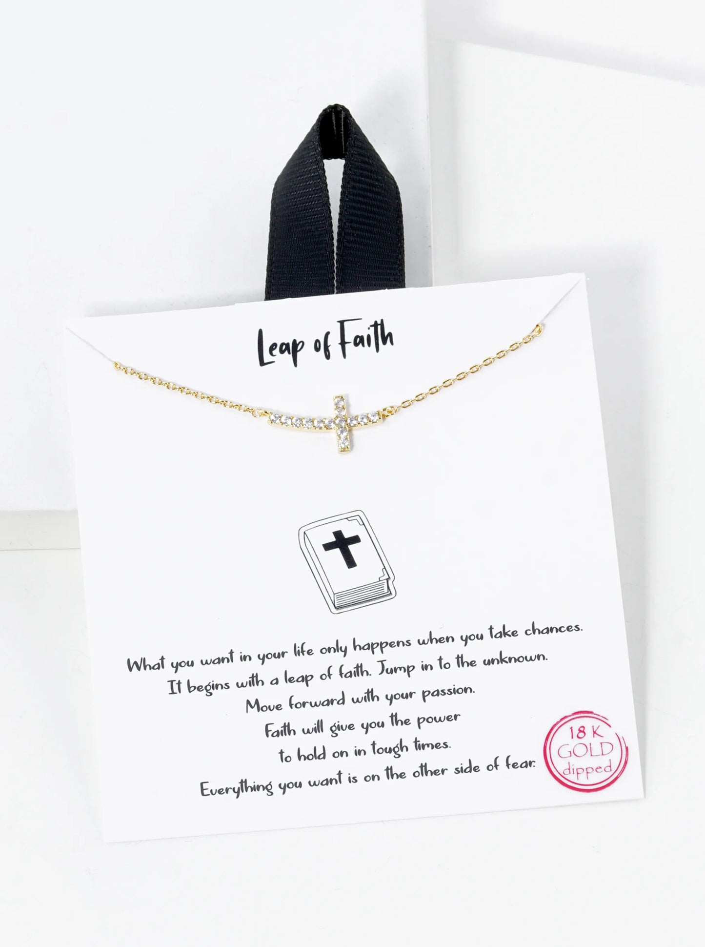 CZ Pave Sideways Cross Pendant 18K-Gold-Dipped Necklace