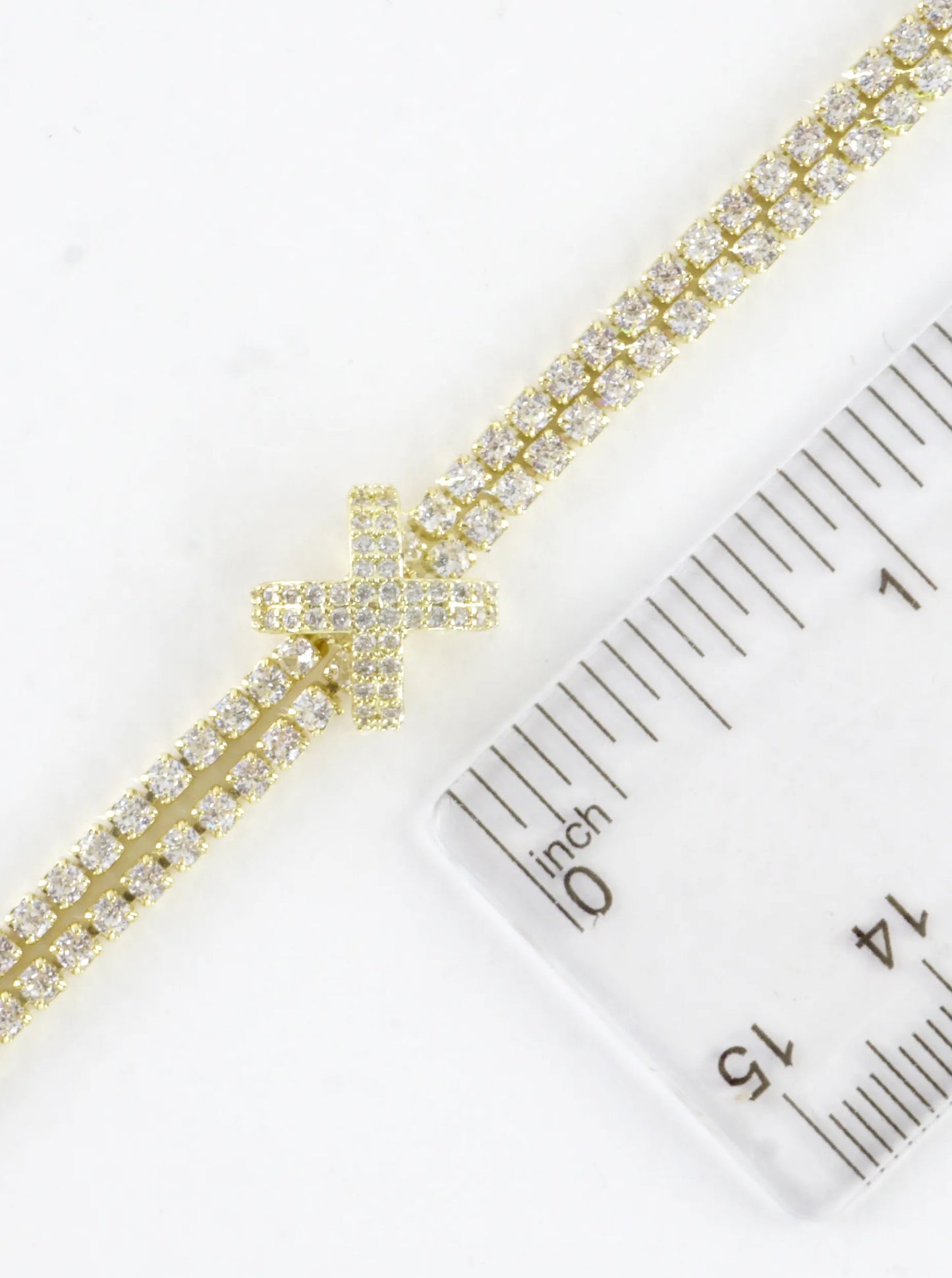 CZ Pave X-Station Y-Drop Tennis Necklace