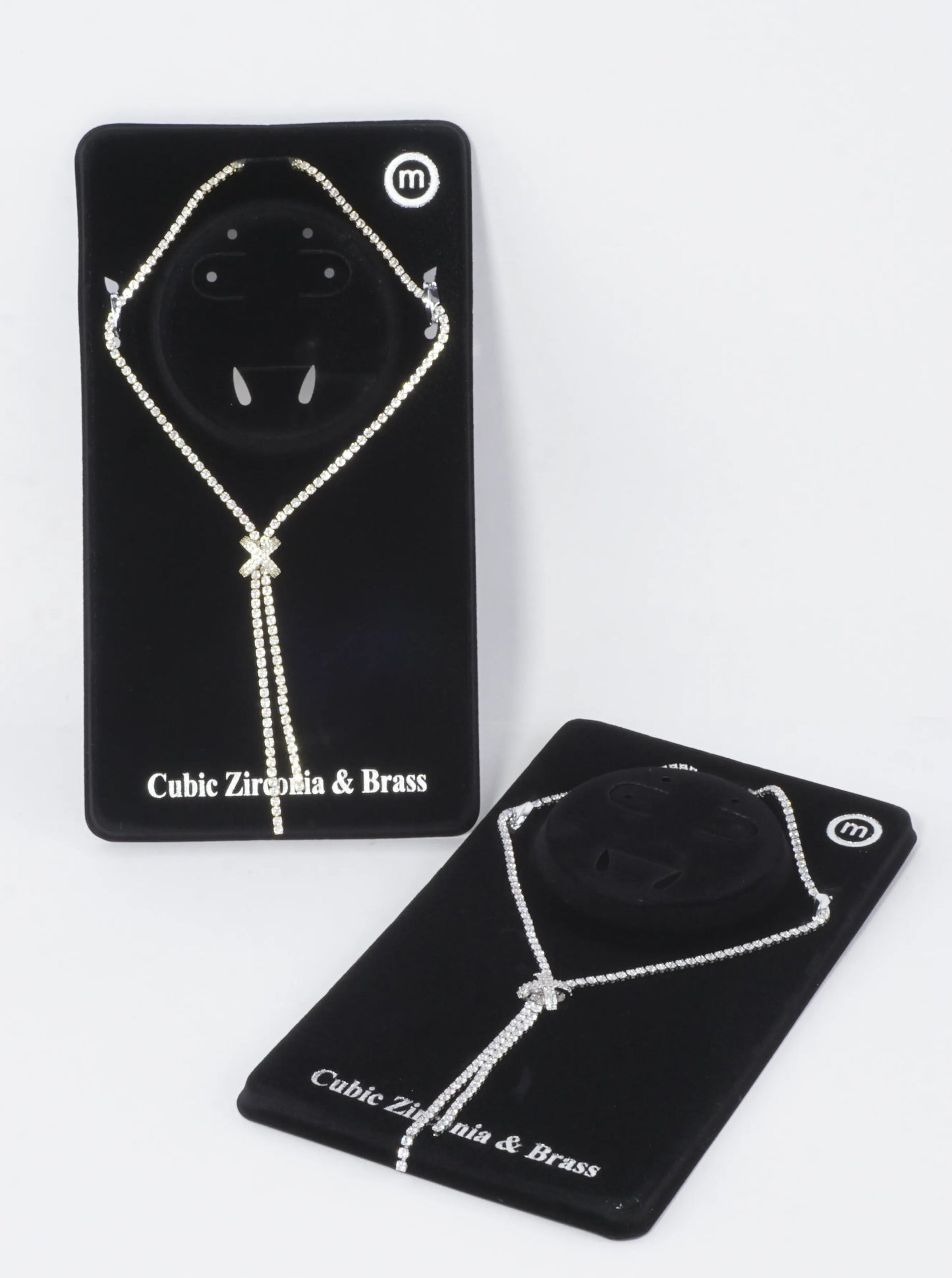CZ Pave X-Station Y-Drop Tennis Necklace