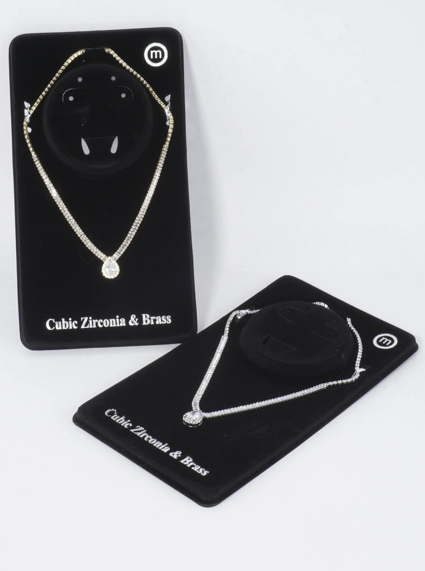 CZ Pear-Cut Halo Baguette Tennis Necklace