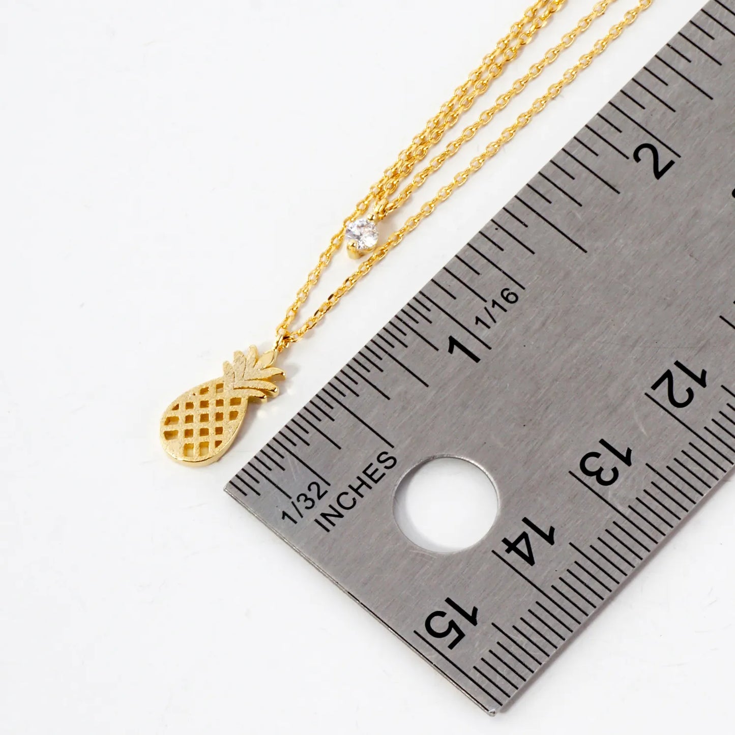 CZ Pineapple Pendant 18K-Gold-Dipped Layered Necklace