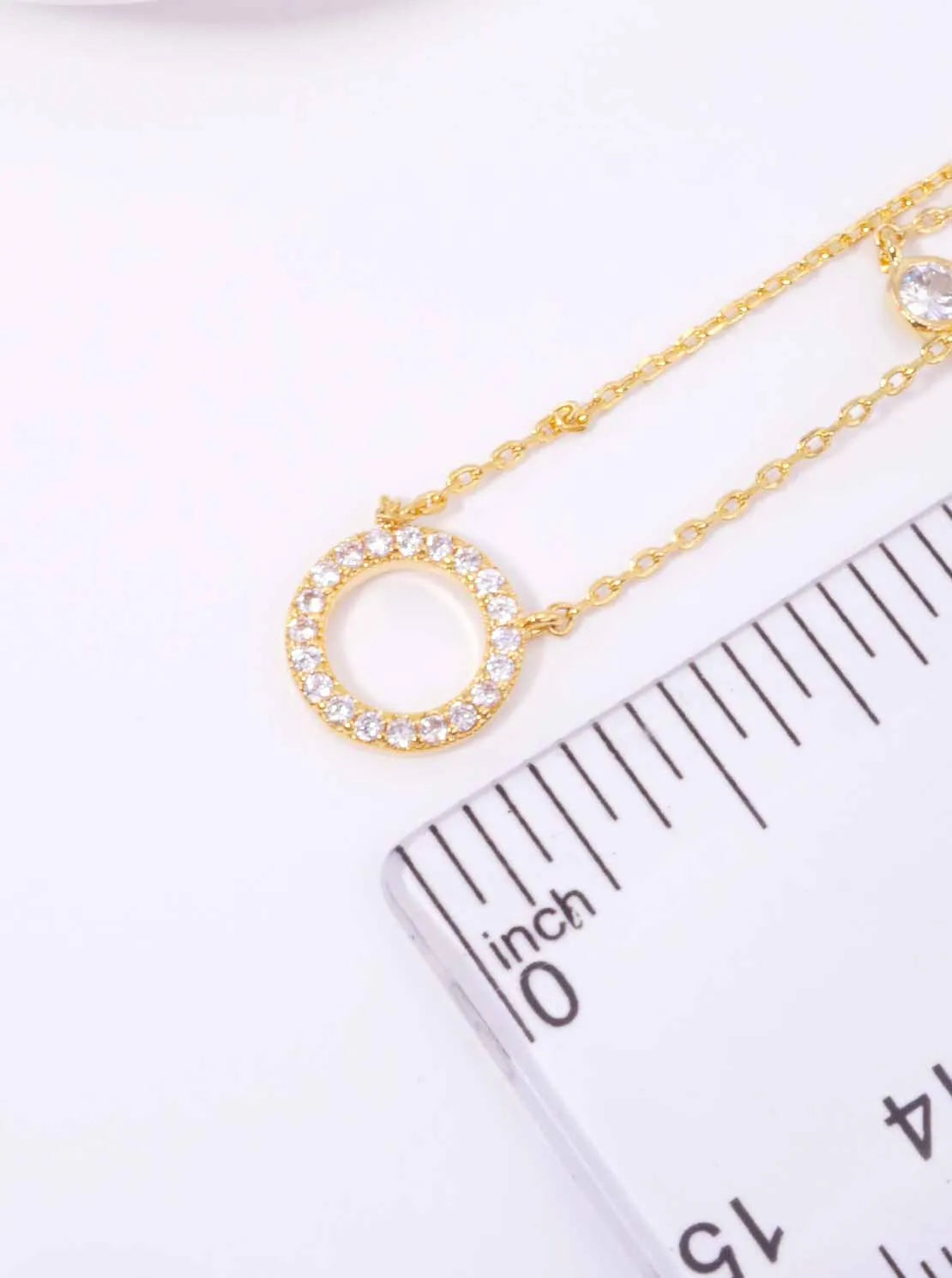 CZ Round Pendant 18K-Gold-Dipped Layered Necklace