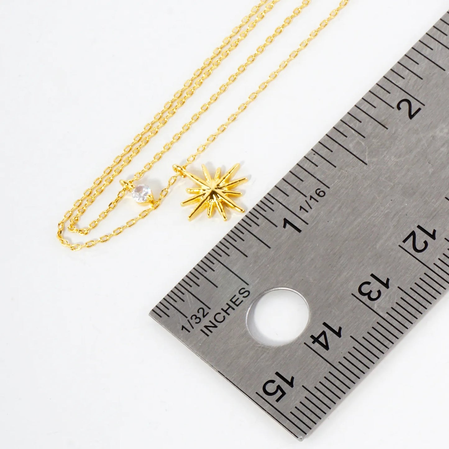 CZ Starburst Pendant 18K-Gold-Dipped Layered Necklace
