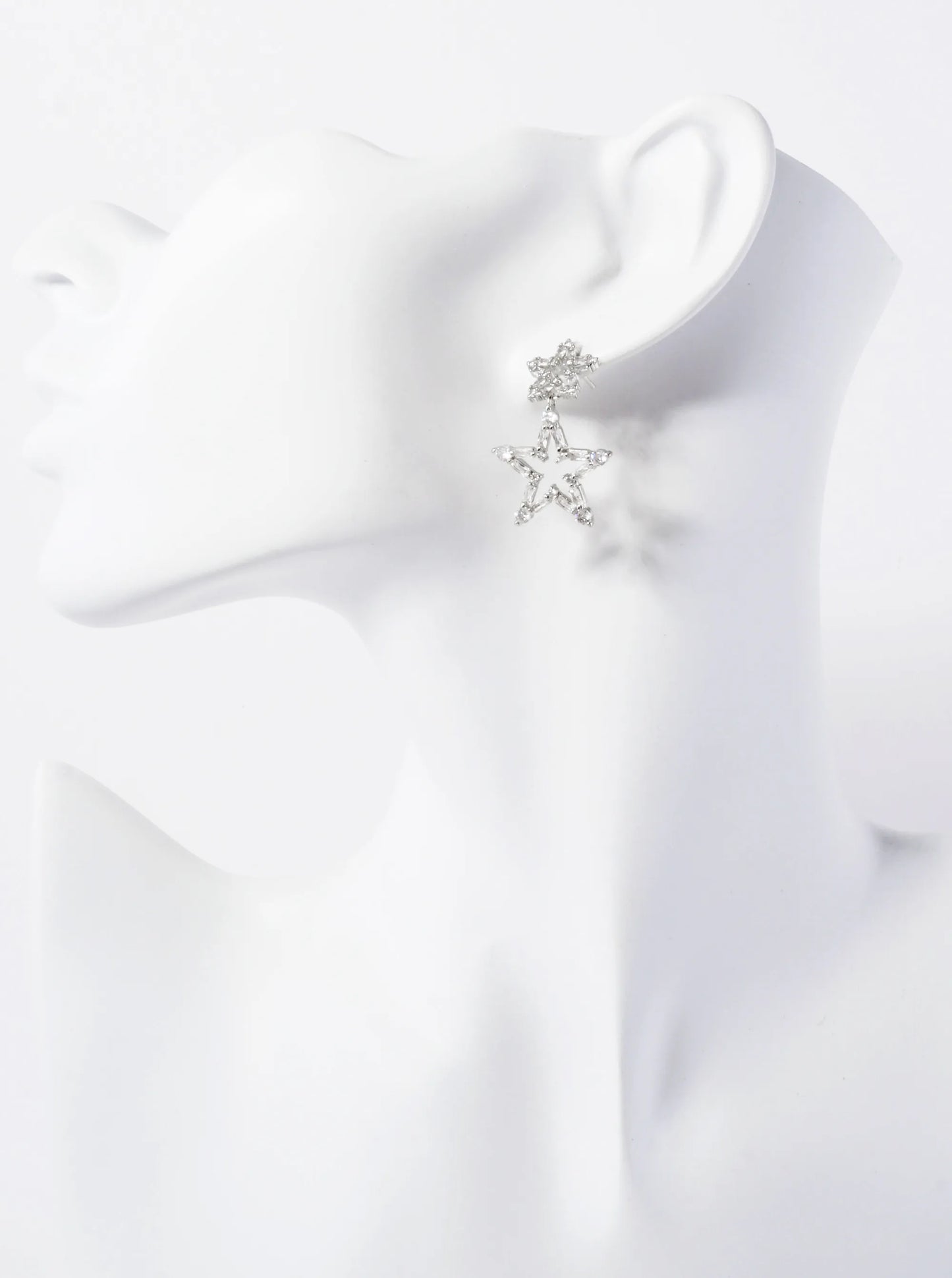 CZ-Studded Dangling Stars 18K-Gold-Dipped Brass Earrings
