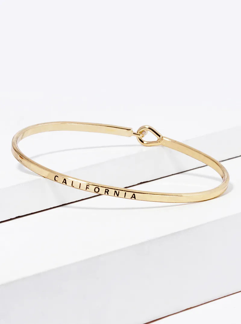 California Engraved Inspirational Bangle Bracelet
