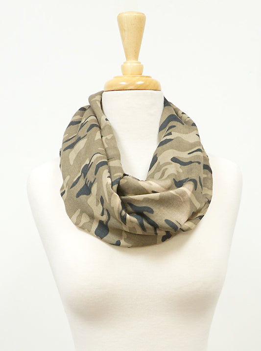 Camouflage Pattern Viscose Infinity Scarf