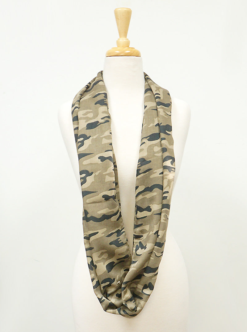 Camouflage Pattern Viscose Infinity Scarf