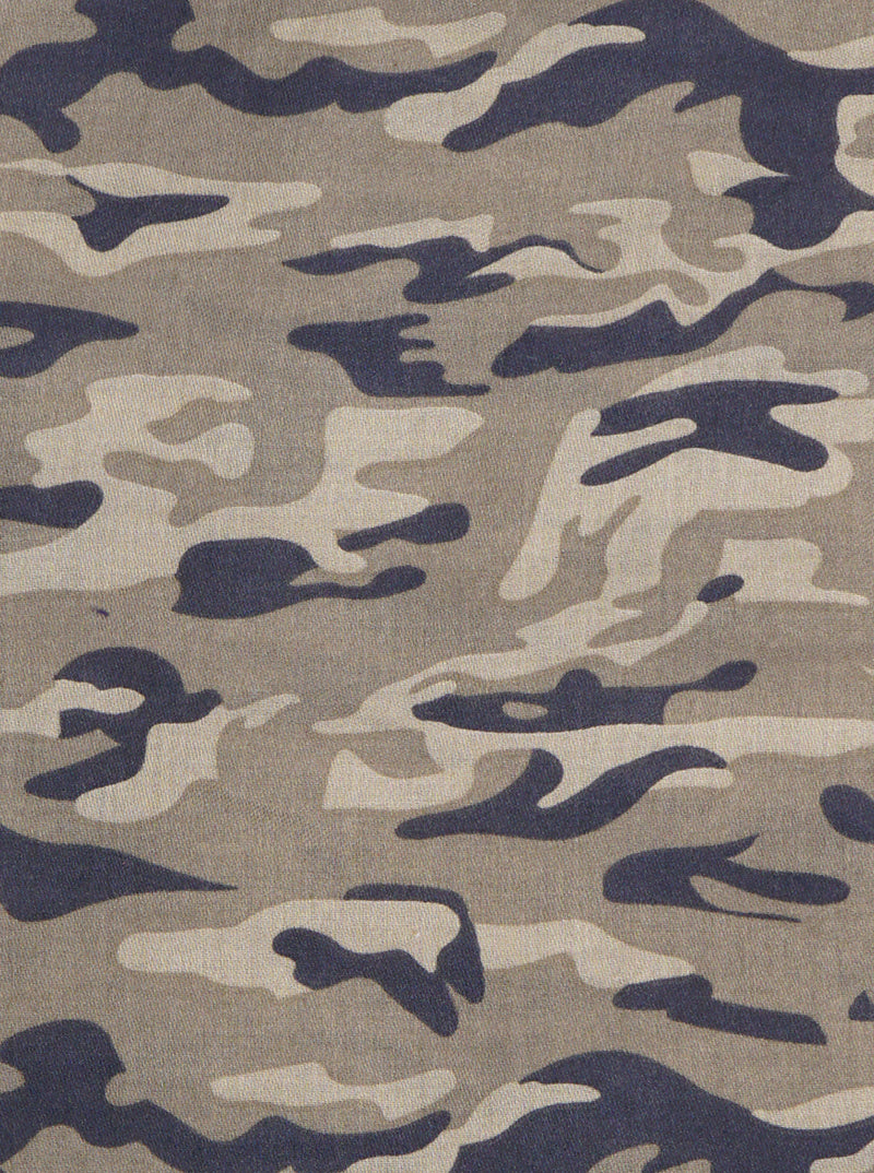 Camouflage Pattern Viscose Scarf With Fringe