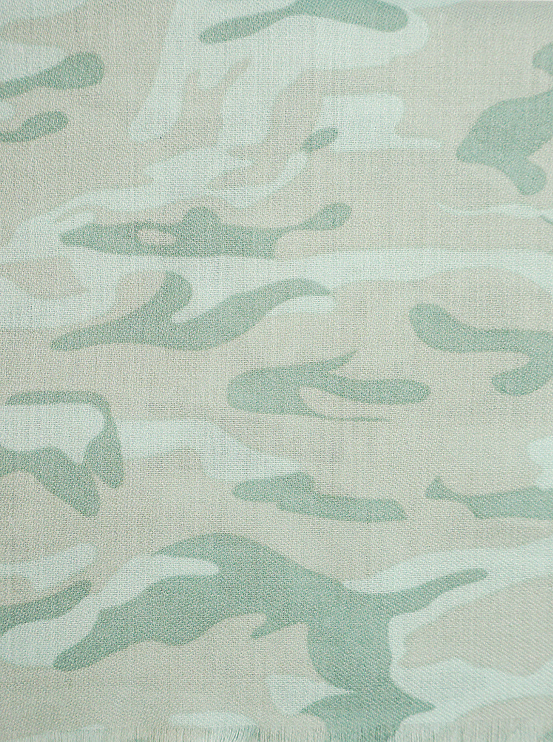Camouflage Pattern Viscose Scarf With Fringe