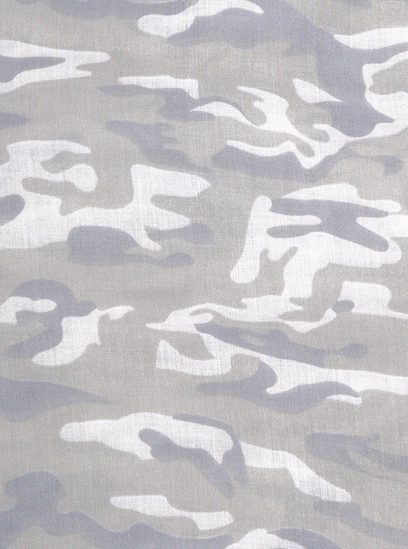 Camouflage Pattern Viscose Scarf With Fringe