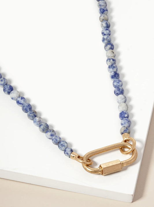 Carabiner Pendant Semi-Precious Natural Stone Necklace