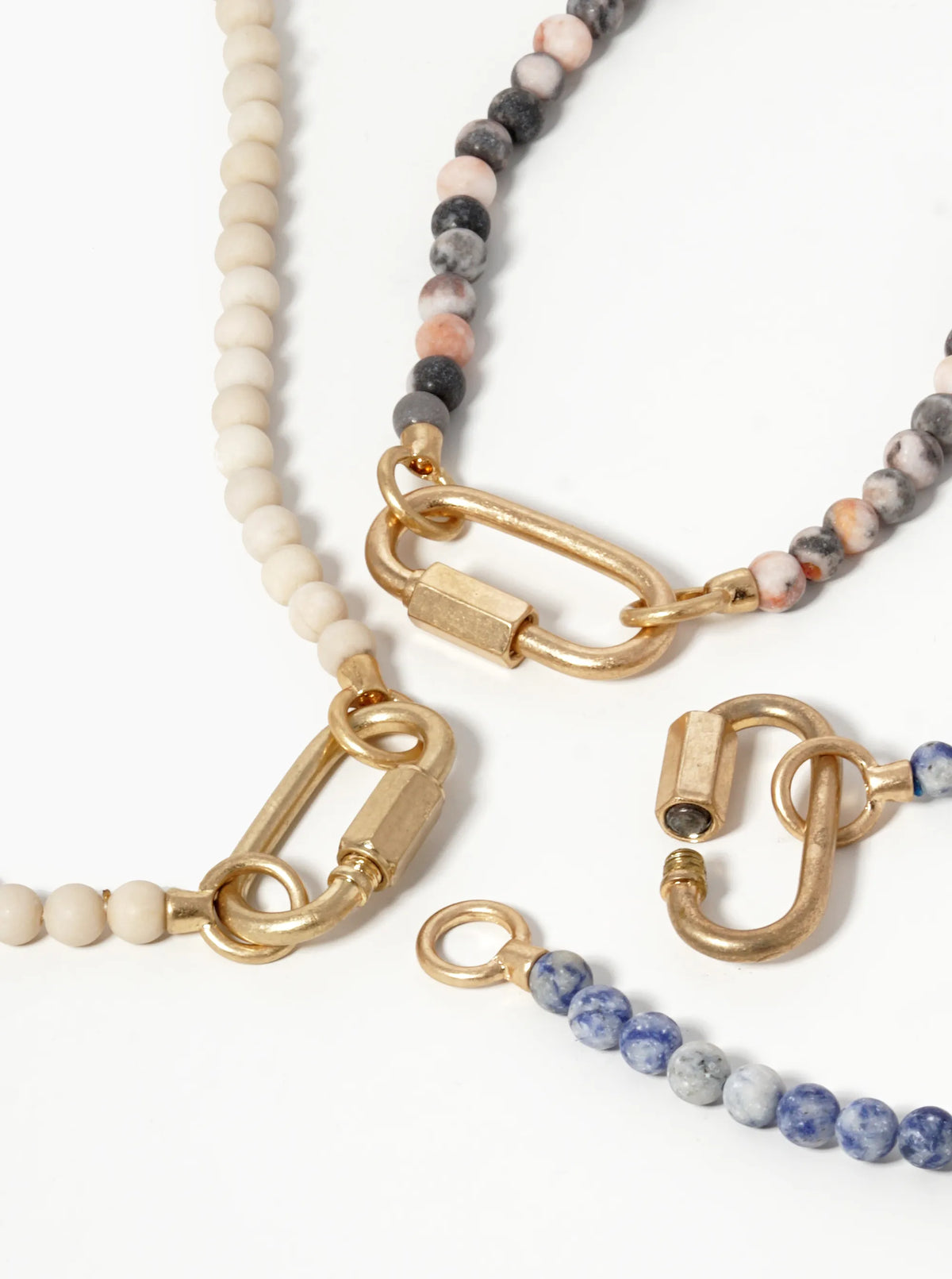 Carabiner Pendant Semi-Precious Natural Stone Necklace