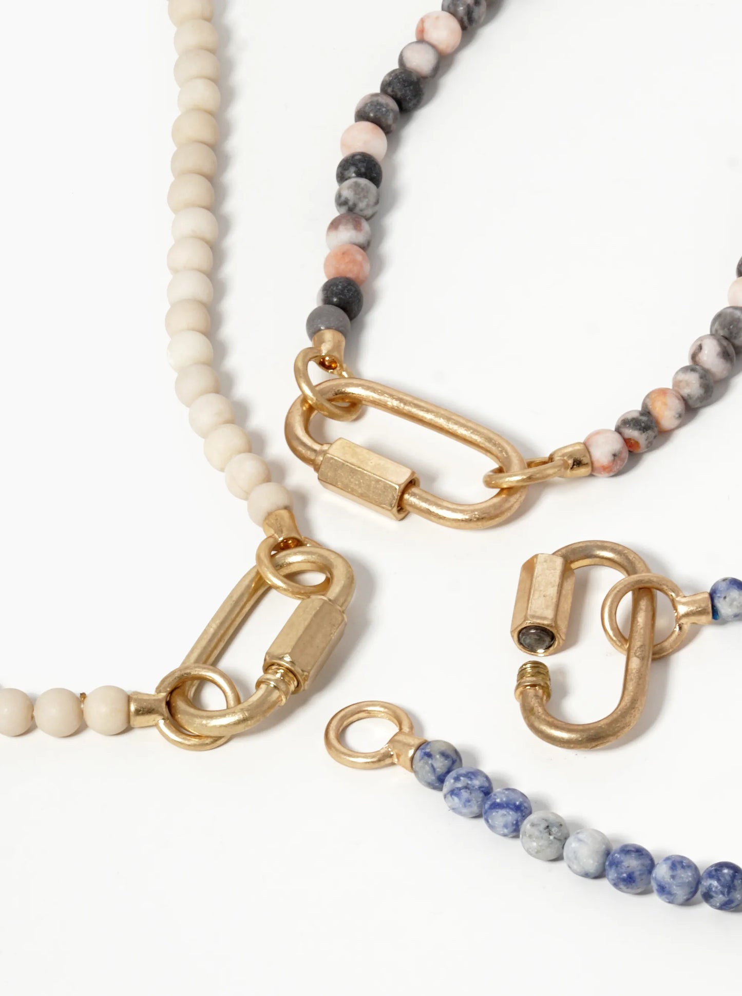 Carabiner Pendant Semi-Precious Natural Stone Necklace