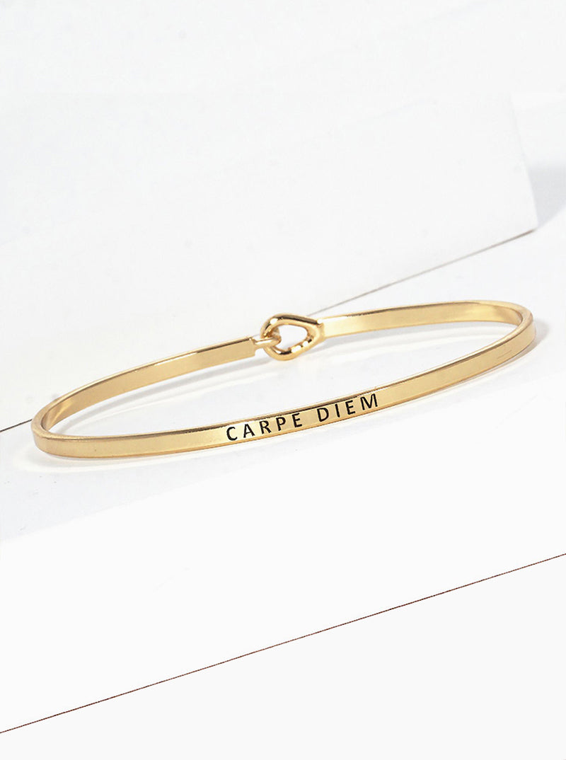 Carpe Diem Engraved Inspirational Bangle Bracelet
