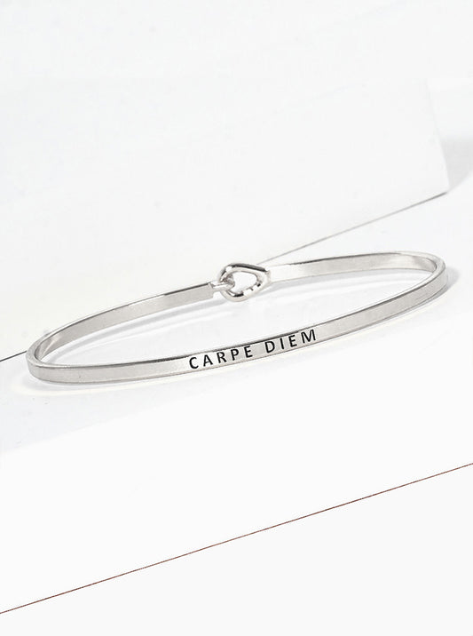 Carpe Diem Engraved Inspirational Bangle Bracelet