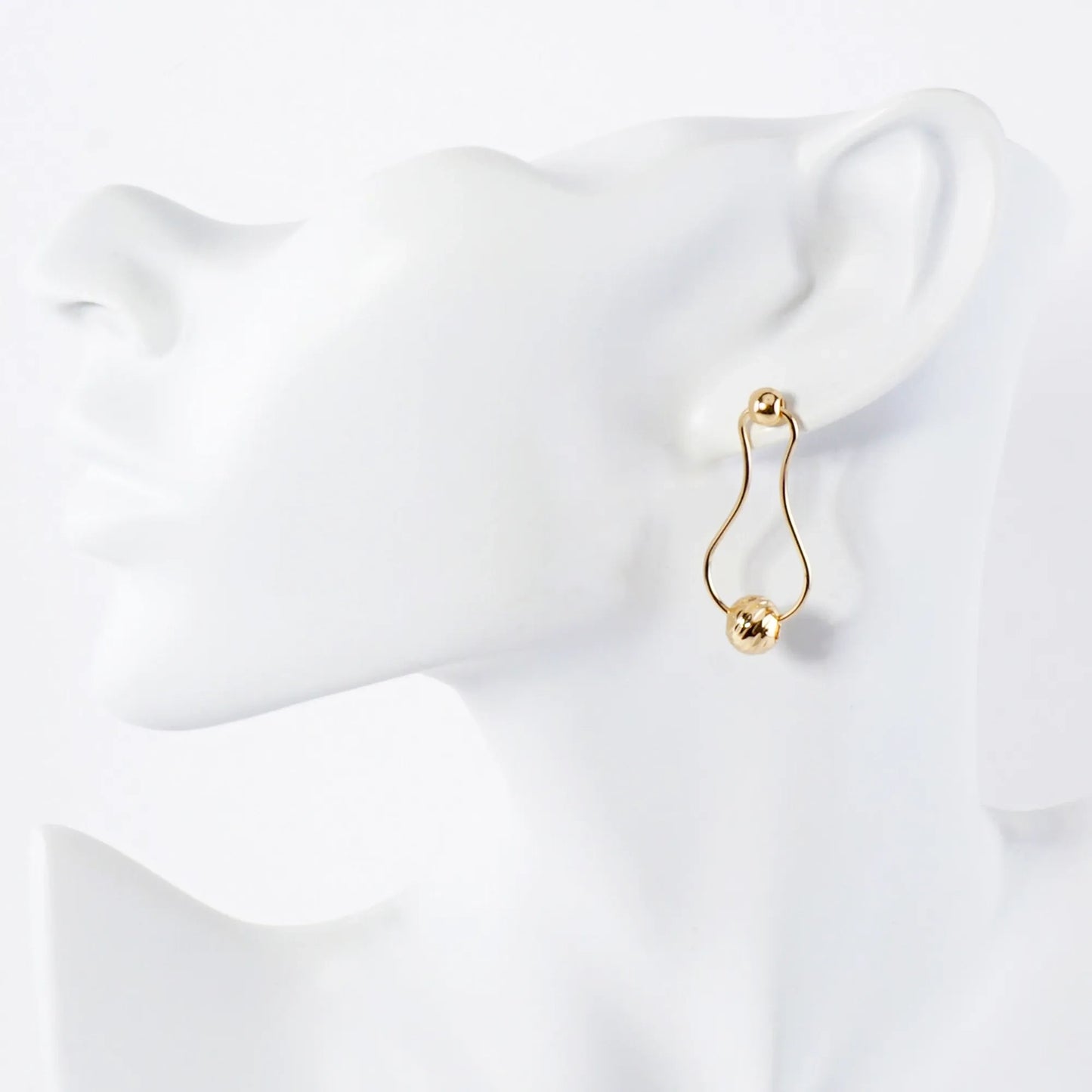 Carved-Texture Ball Drop Organic Shaped 14K-Gold-Dipped Brass Earrings
