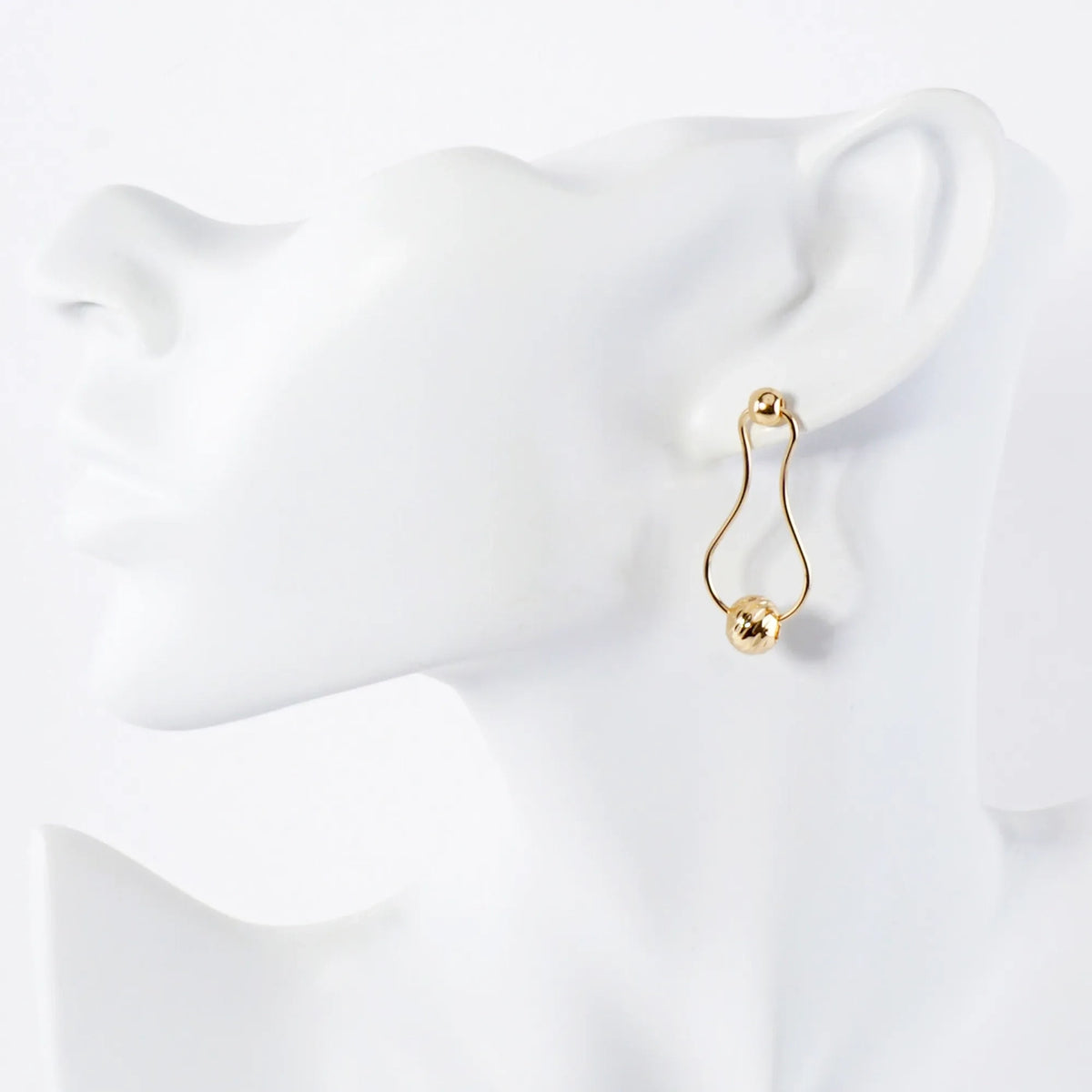 Carved-Texture Ball Drop Organic Shaped 14K-Gold-Dipped Brass Earrings