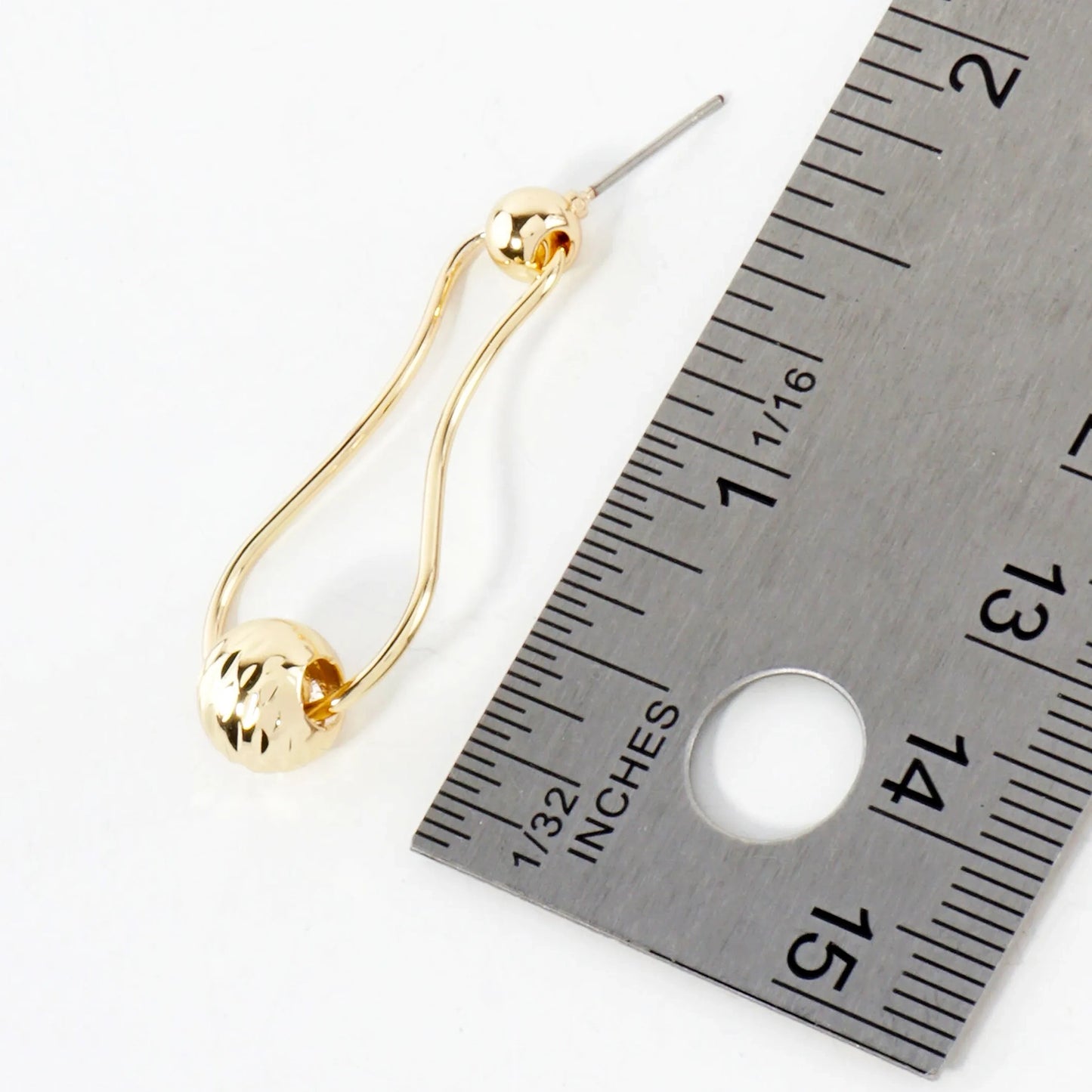 Carved-Texture Ball Drop Organic Shaped 14K-Gold-Dipped Brass Earrings