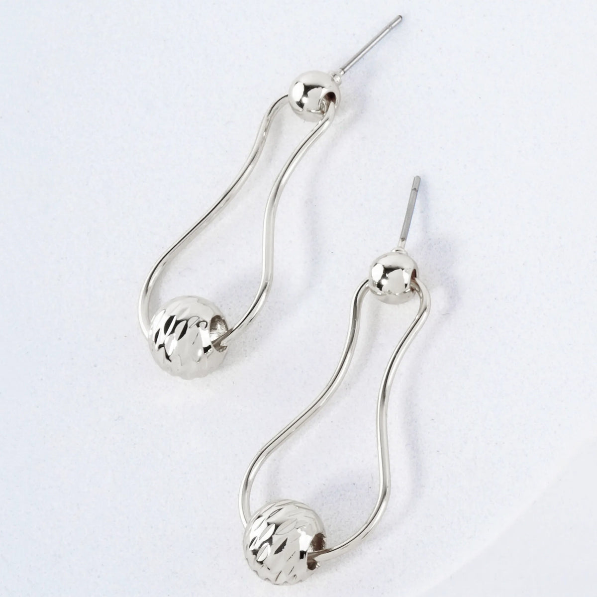 Carved-Texture Ball Drop Organic Shaped 14K-Gold-Dipped Brass Earrings