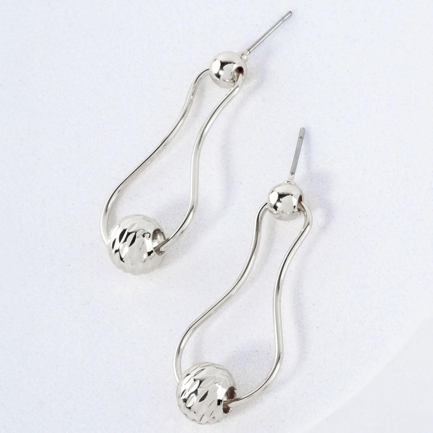 Carved-Texture Ball Drop Organic Shaped 14K-Gold-Dipped Brass Earrings