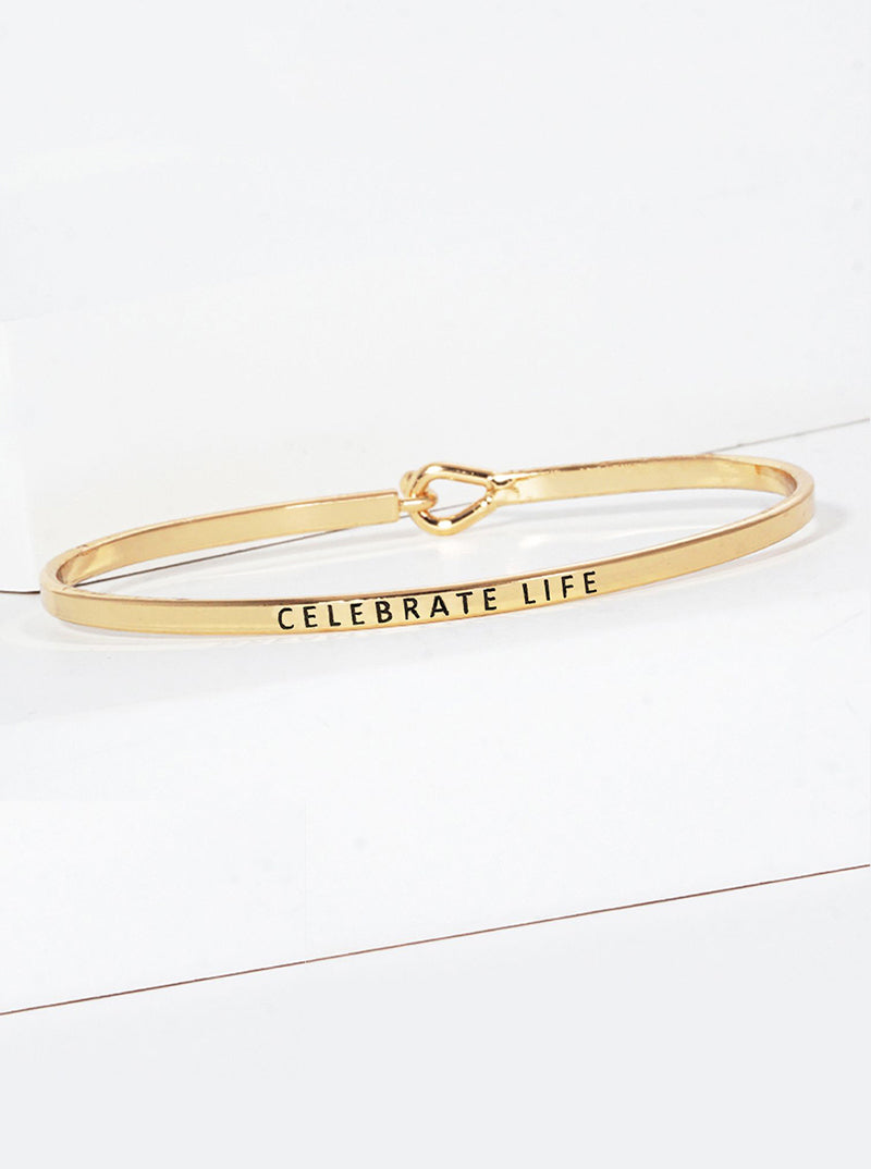 Celebrate Life Engraved Inspirational Bangle Bracelet