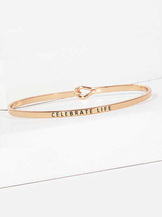 Celebrate Life Engraved Inspirational Bangle Bracelet
