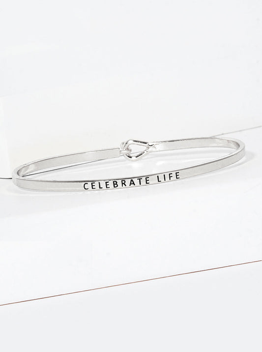 Celebrate Life Engraved Inspirational Bangle Bracelet