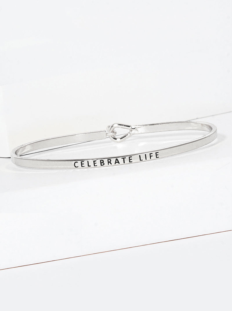 Celebrate Life Engraved Inspirational Bangle Bracelet