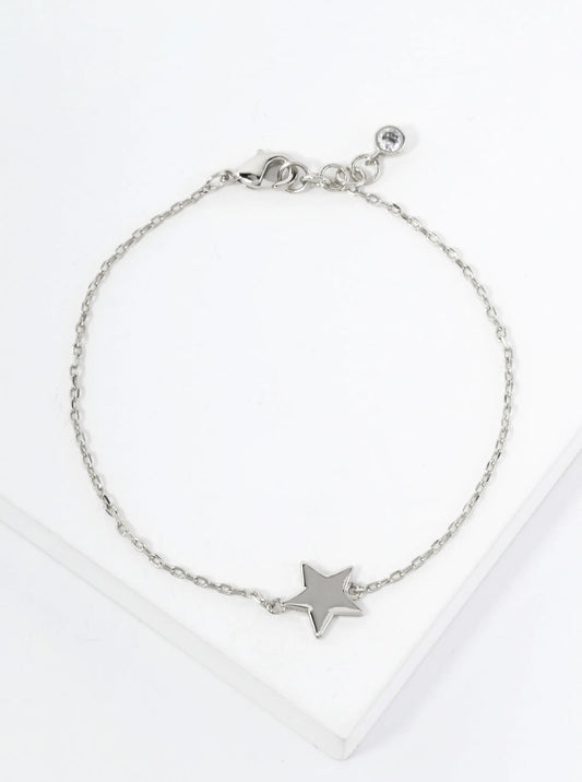 Celestial-Theme 10mm Polished Brass Star Accents 18K-Gold-Dipped Chain Bracelet