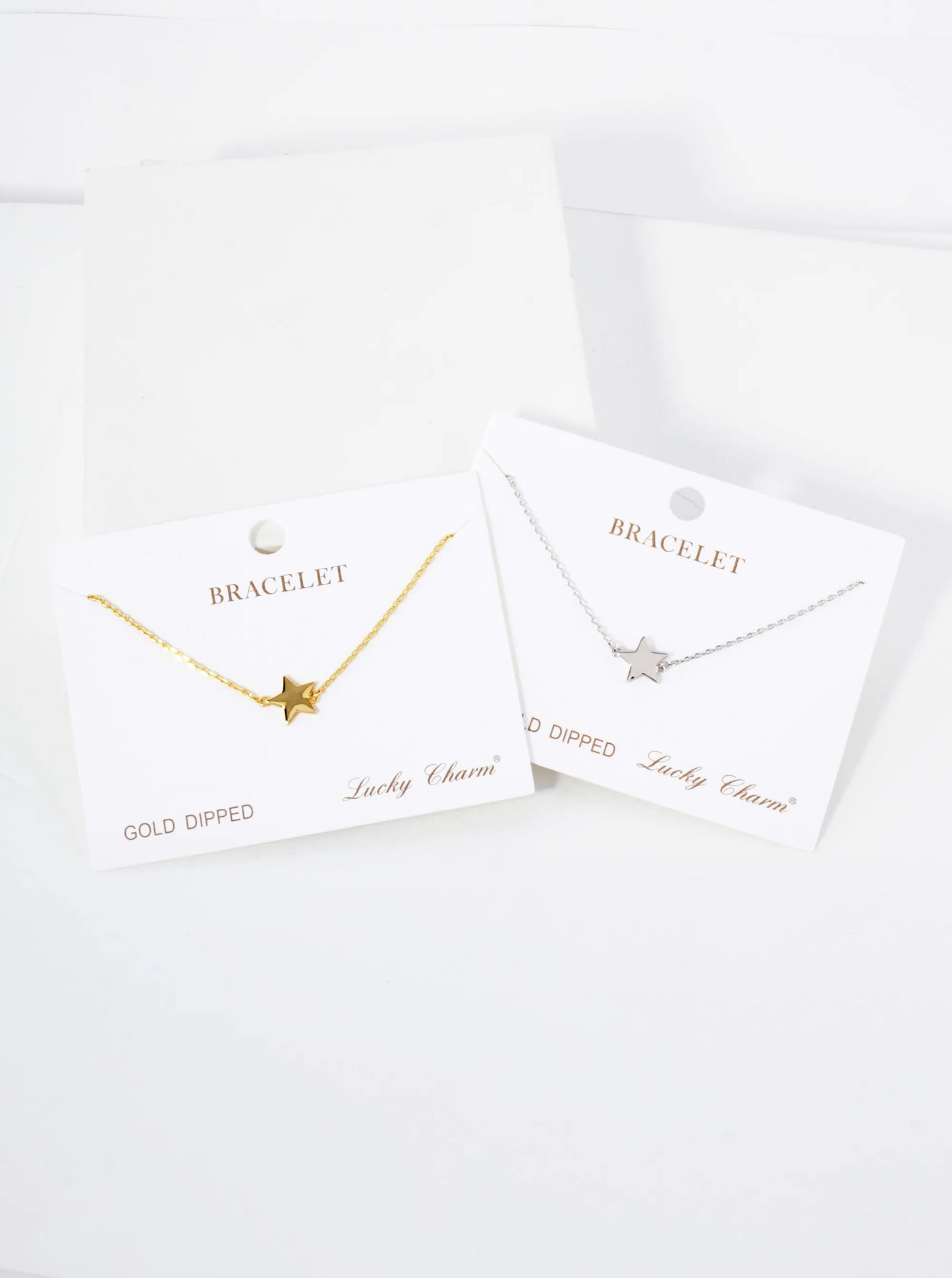 Celestial-Theme 10mm Polished Brass Star Accents 18K-Gold-Dipped Chain Bracelet