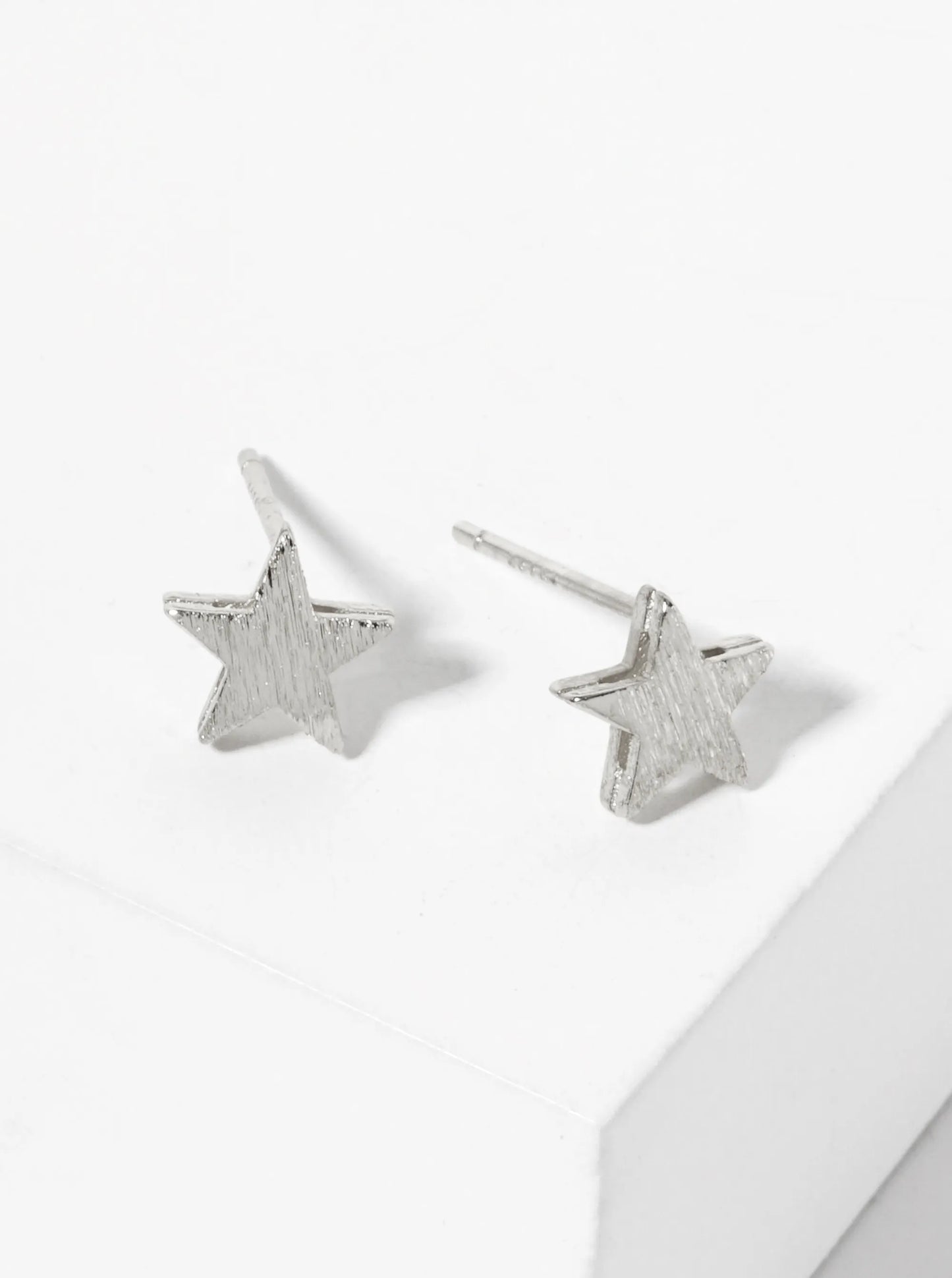 Celestial-Theme 18K-Gold-Dipped Brass Brushed-Texture 7mm Star Stud Earrings