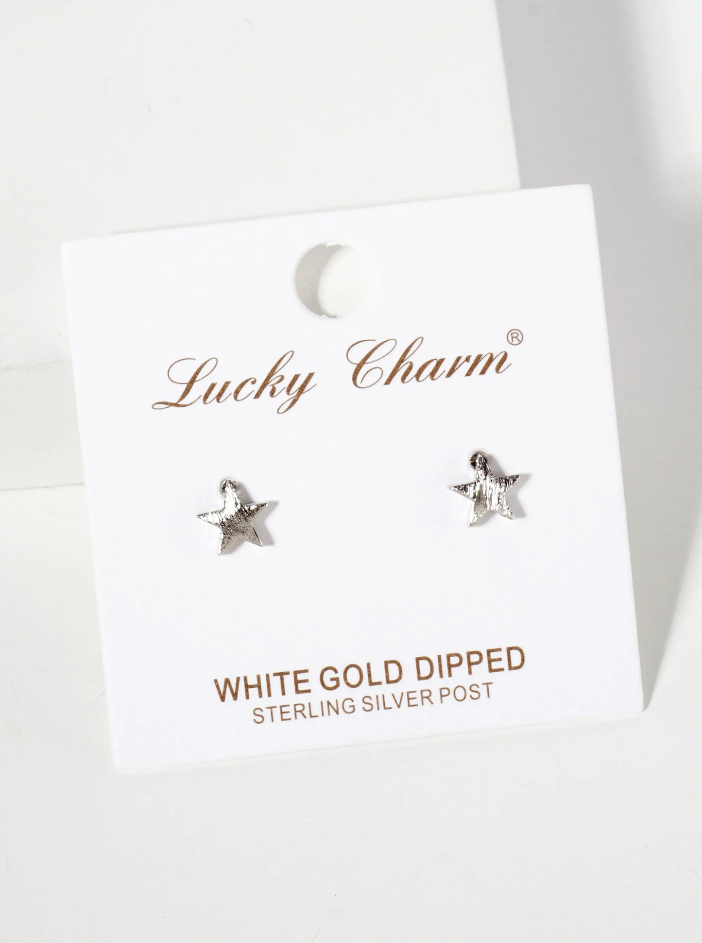Celestial-Theme 18K-Gold-Dipped Brass Brushed-Texture 7mm Star Stud Earrings