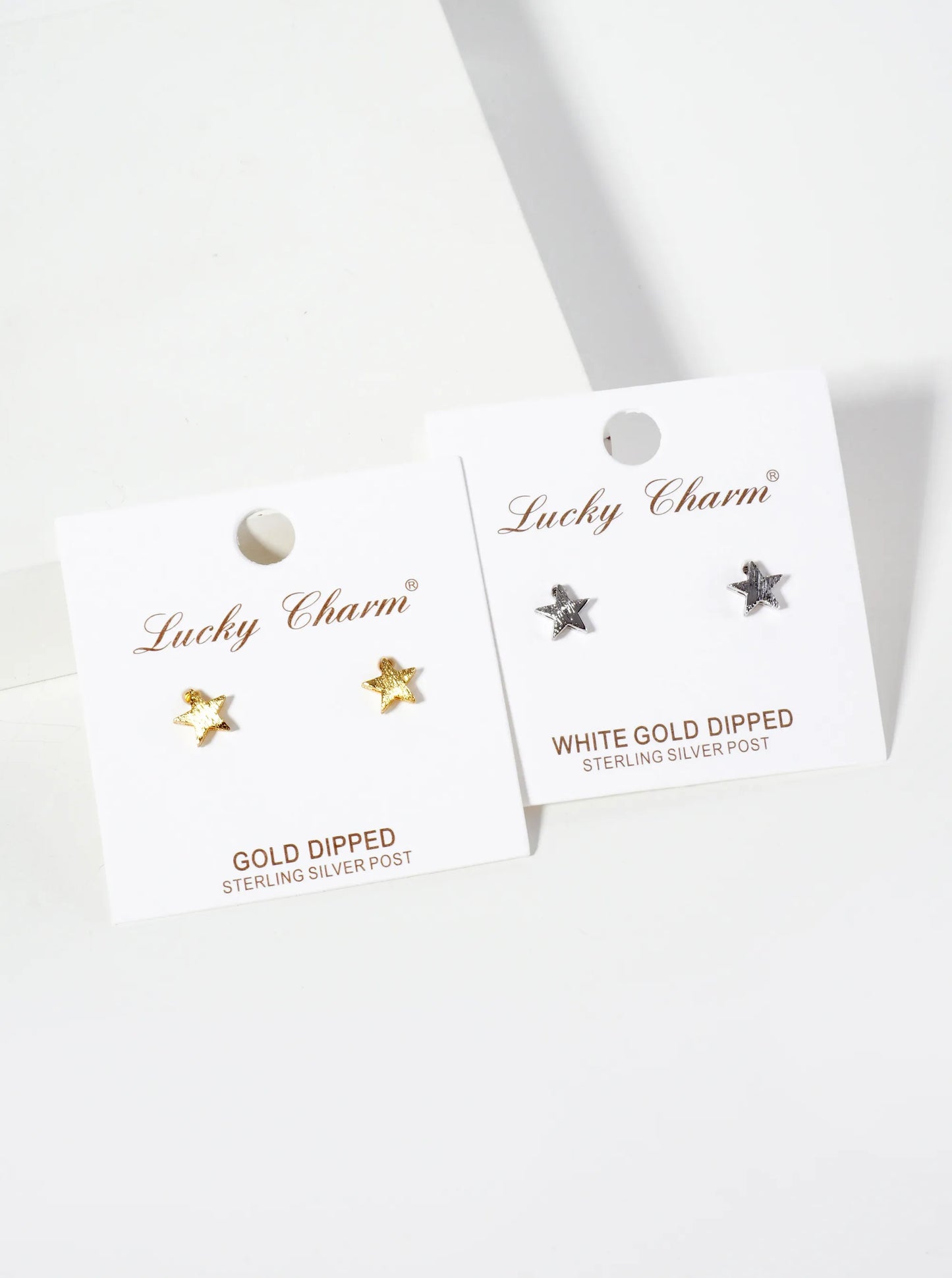 Celestial-Theme 18K-Gold-Dipped Brass Brushed-Texture 7mm Star Stud Earrings