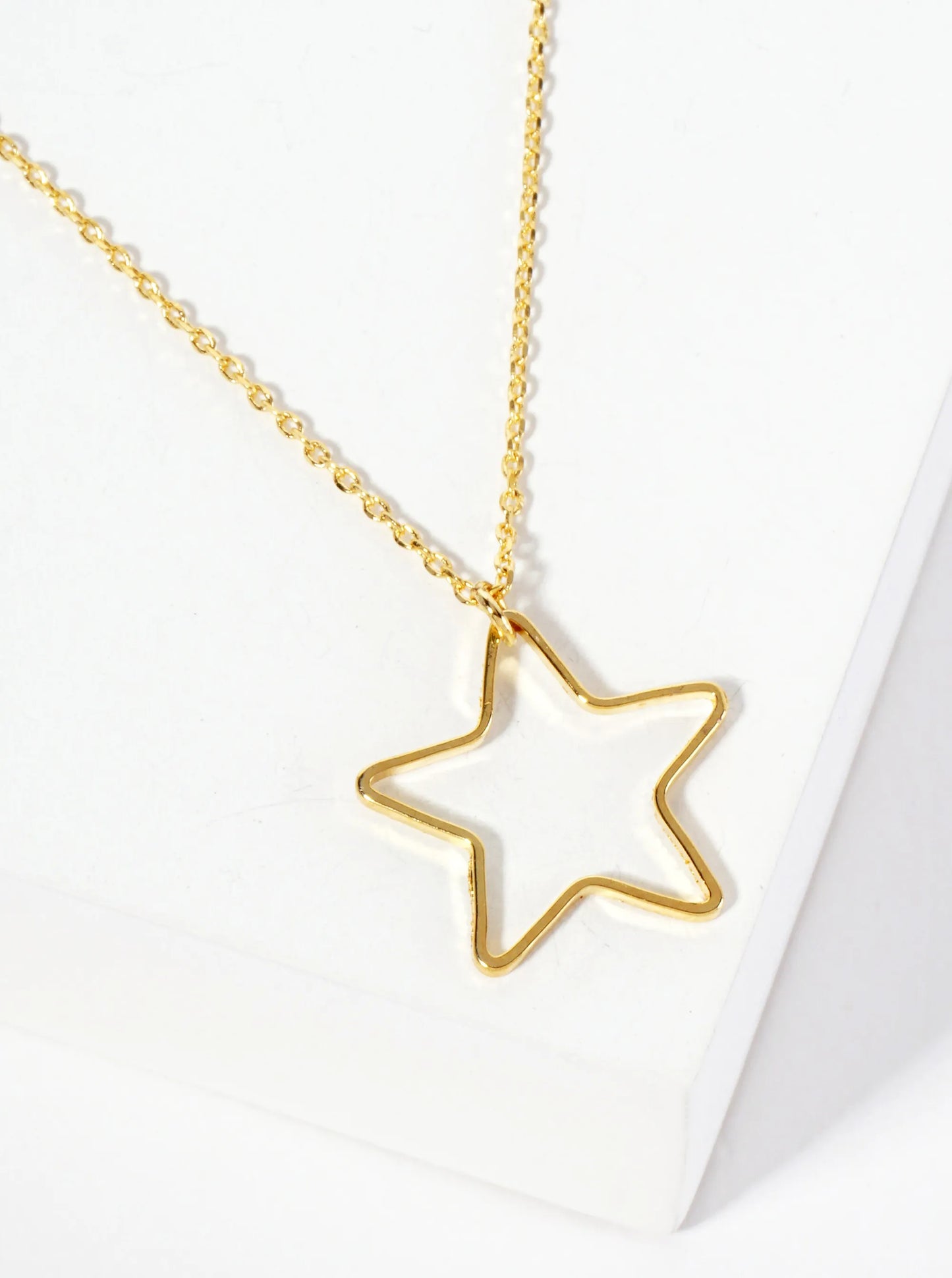 Celestial-Theme 18K-Gold-Dipped Brass Wire Star Pendant Necklace