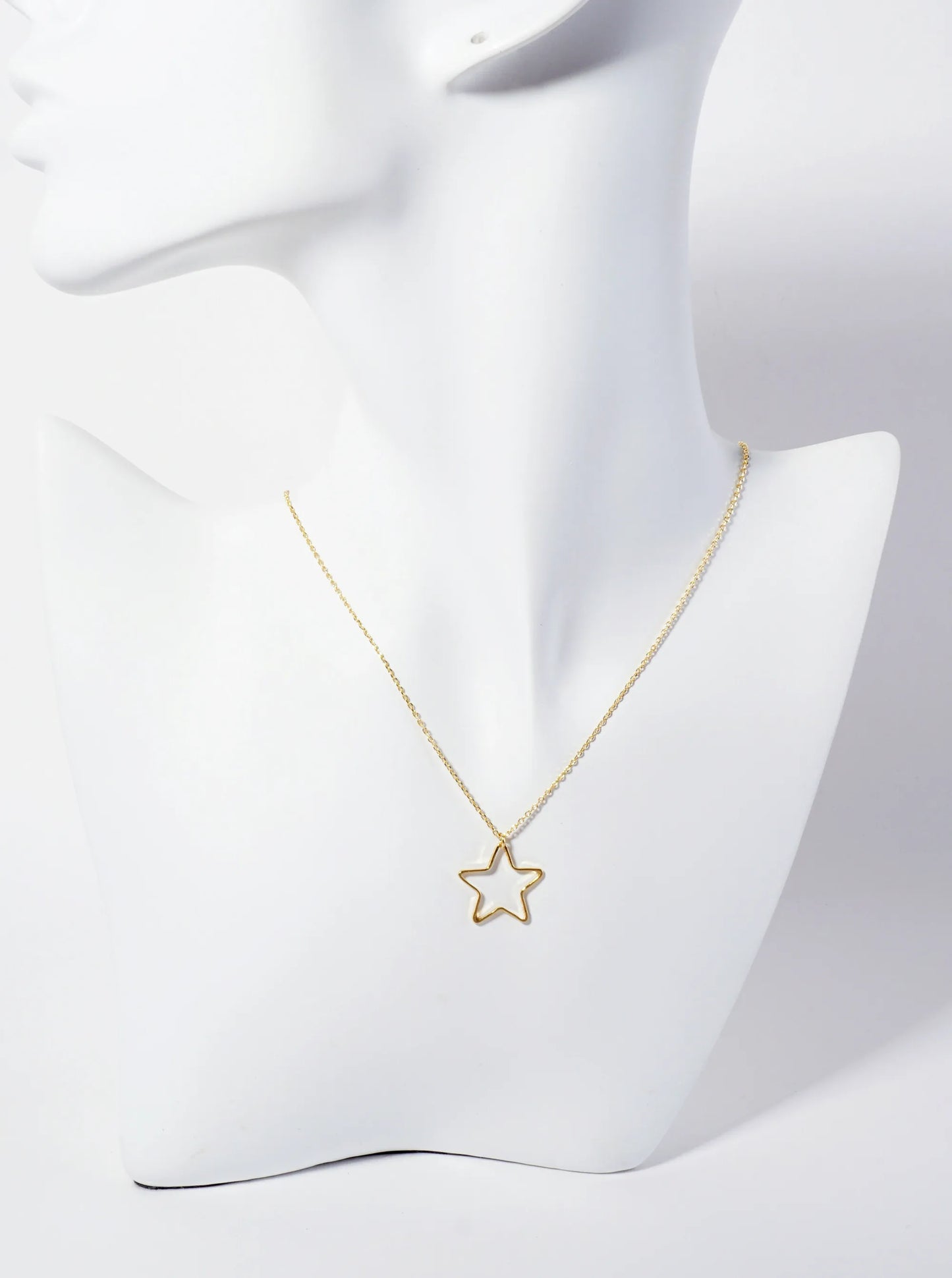 Celestial-Theme 18K-Gold-Dipped Brass Wire Star Pendant Necklace