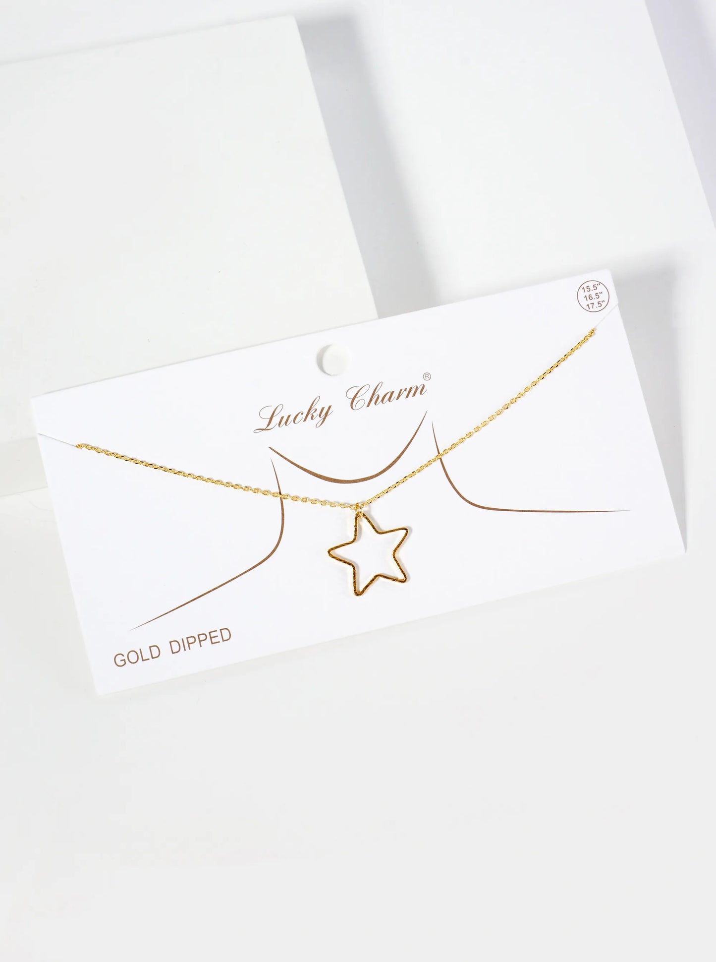 Celestial-Theme 18K-Gold-Dipped Brass Wire Star Pendant Necklace