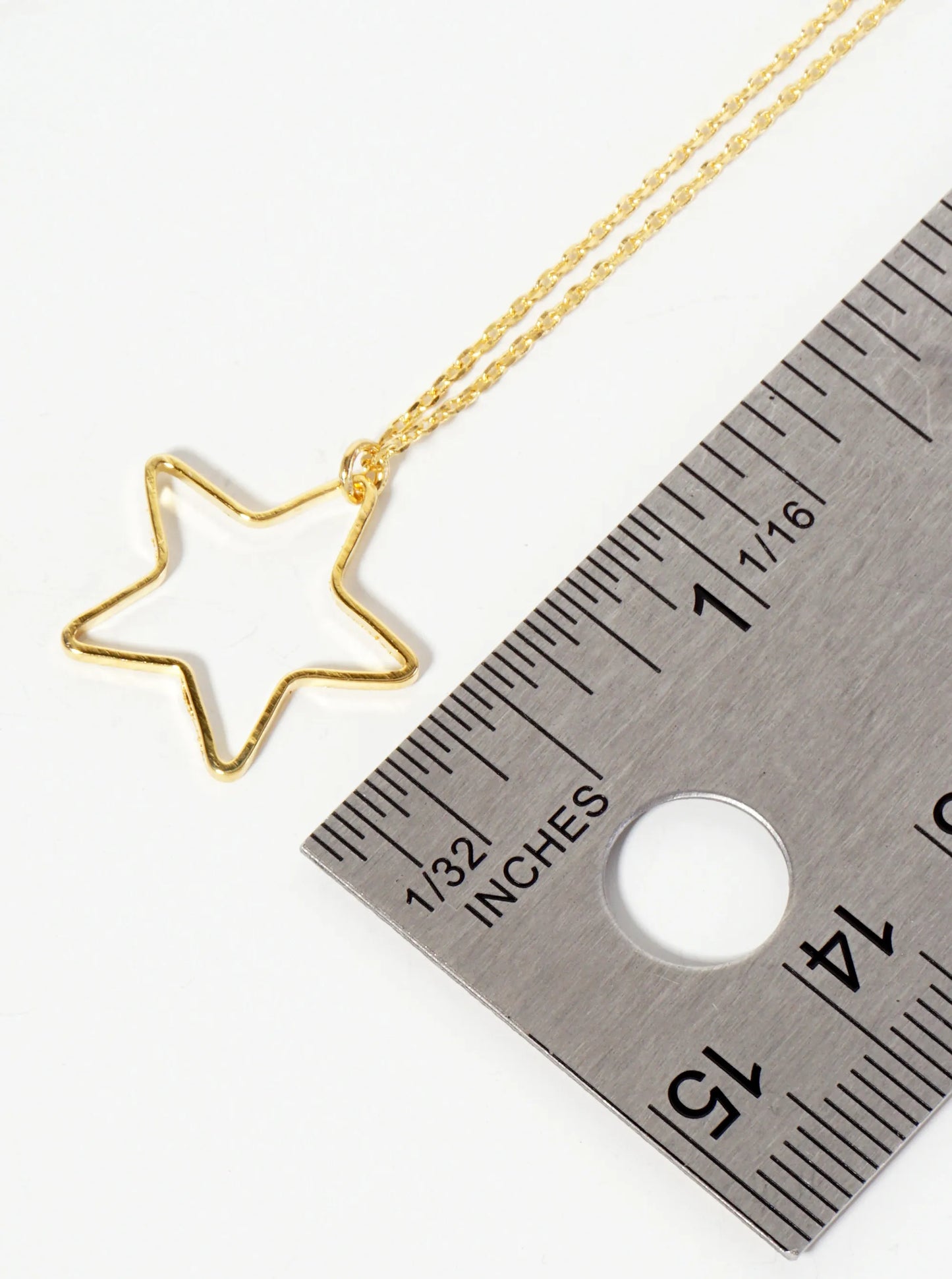 Celestial-Theme 18K-Gold-Dipped Brass Wire Star Pendant Necklace