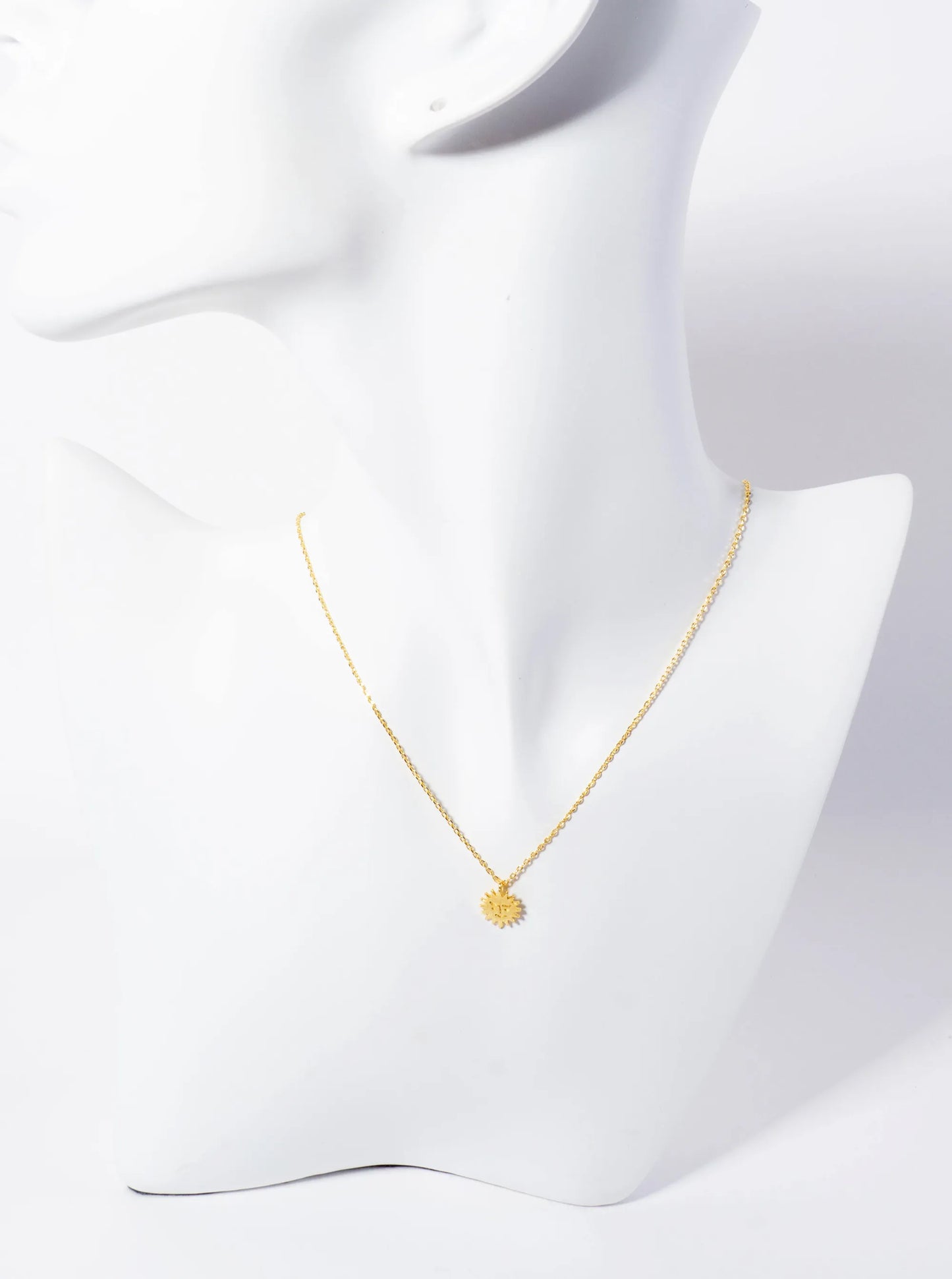 Celestial-Theme 18K-Gold-Dipped Brushed Sun Face Pendant Necklace