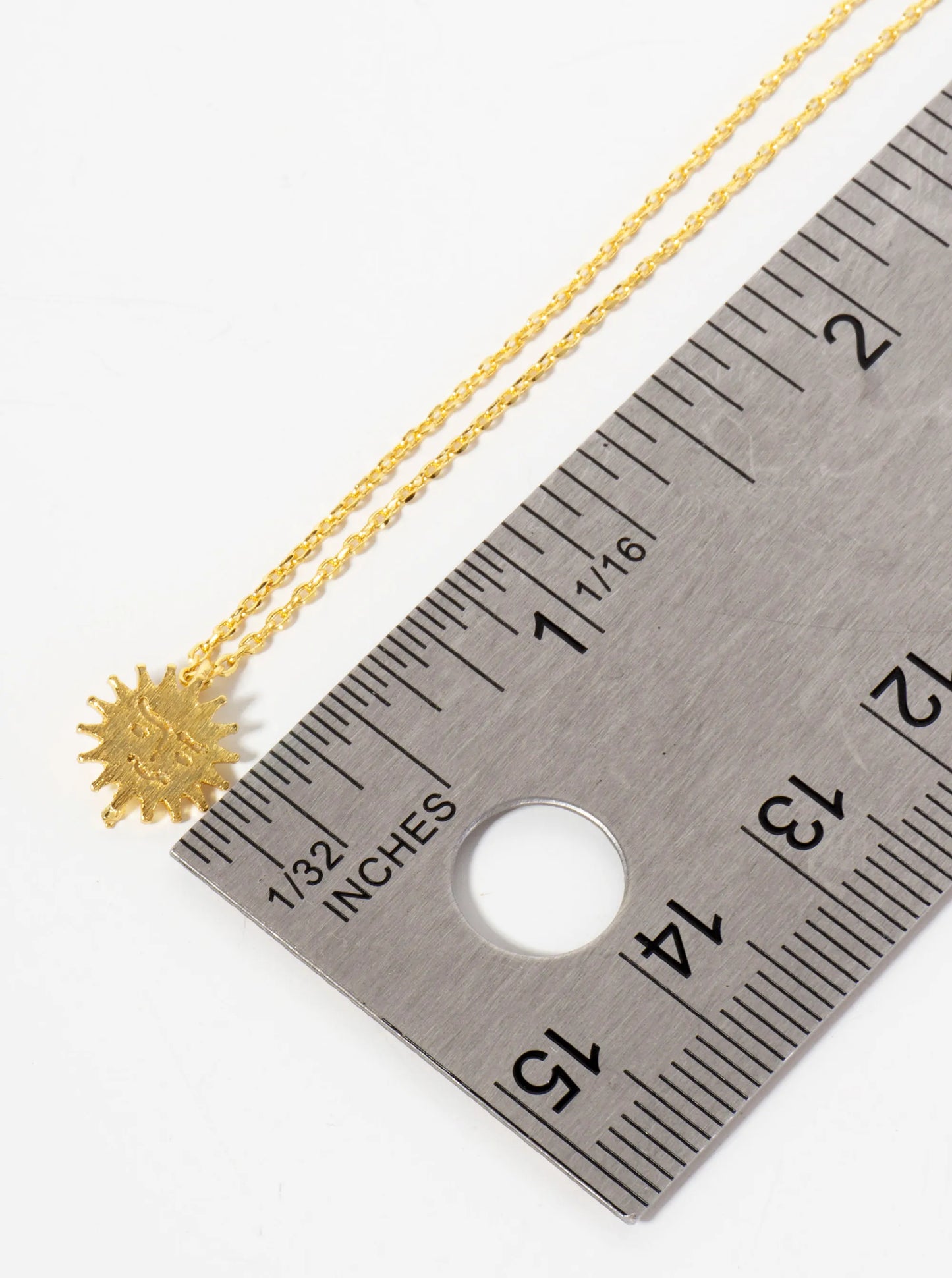 Celestial-Theme 18K-Gold-Dipped Brushed Sun Face Pendant Necklace