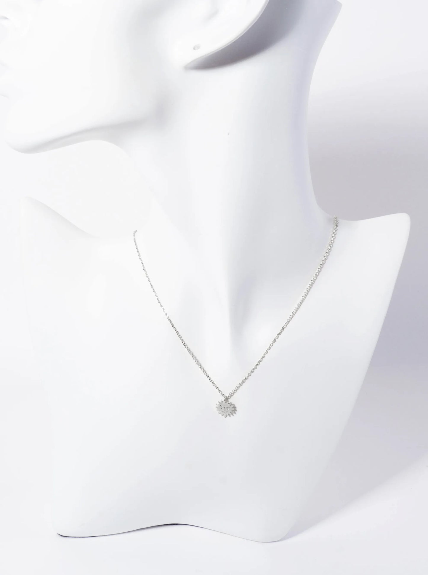Celestial-Theme 18K-Gold-Dipped Brushed Sun Face Pendant Necklace