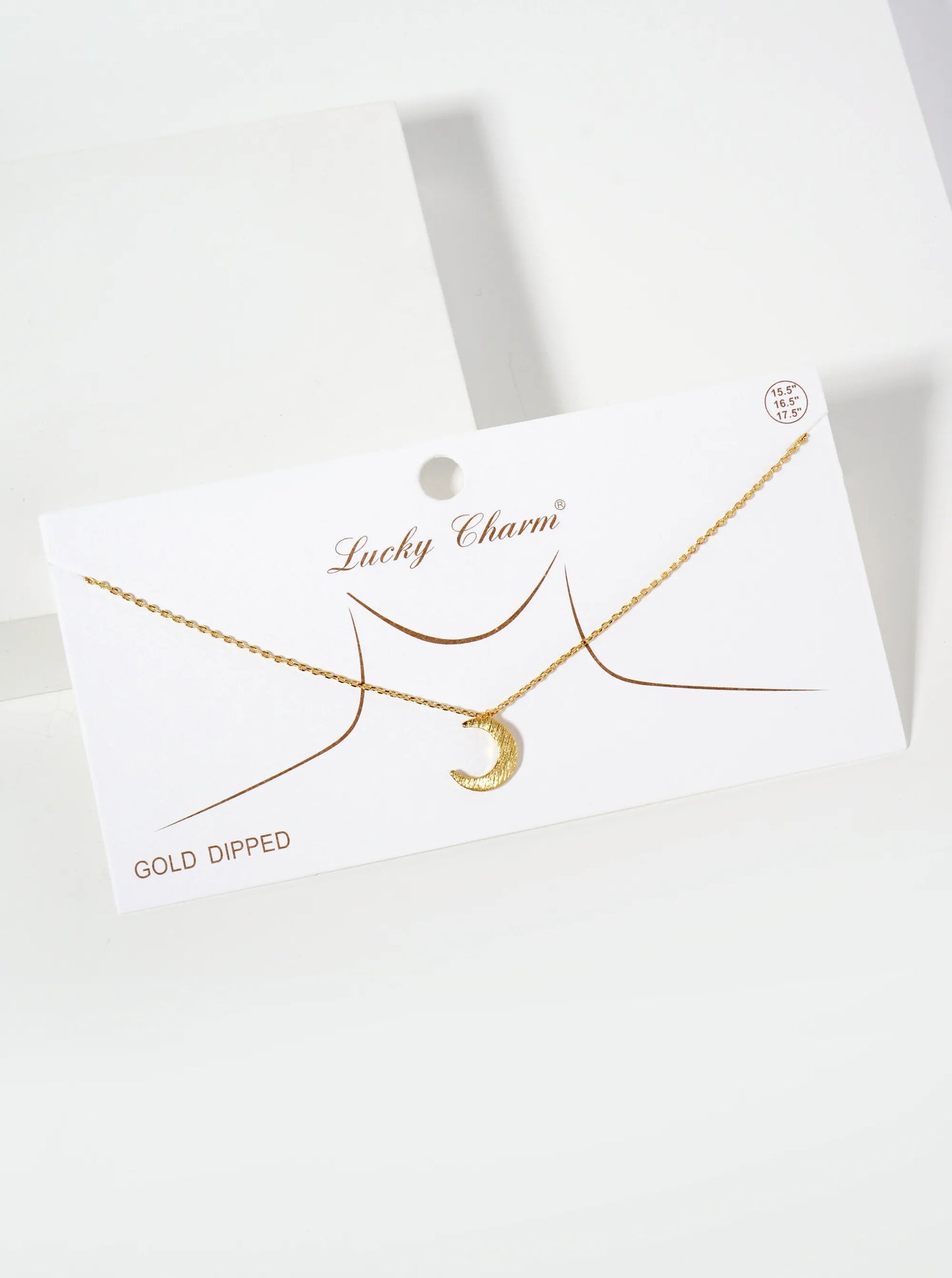 Celestial-Theme 18K-Gold-Dipped Brushed-Texture Crescent-Moon Pendant Necklace