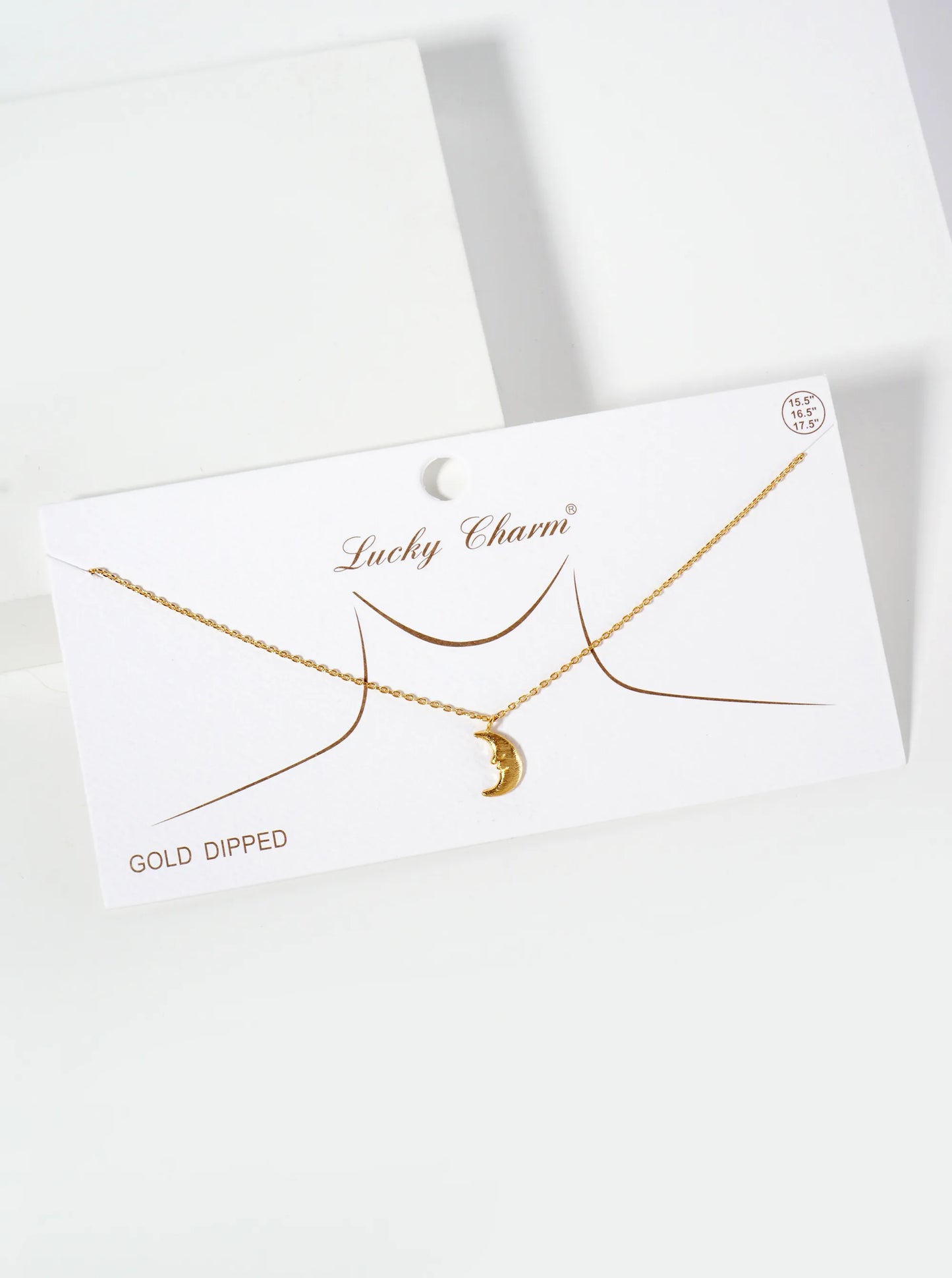 Celestial-Theme 18K-Gold-Dipped Brushed-Texture Crescent-Moon Pendant Necklace