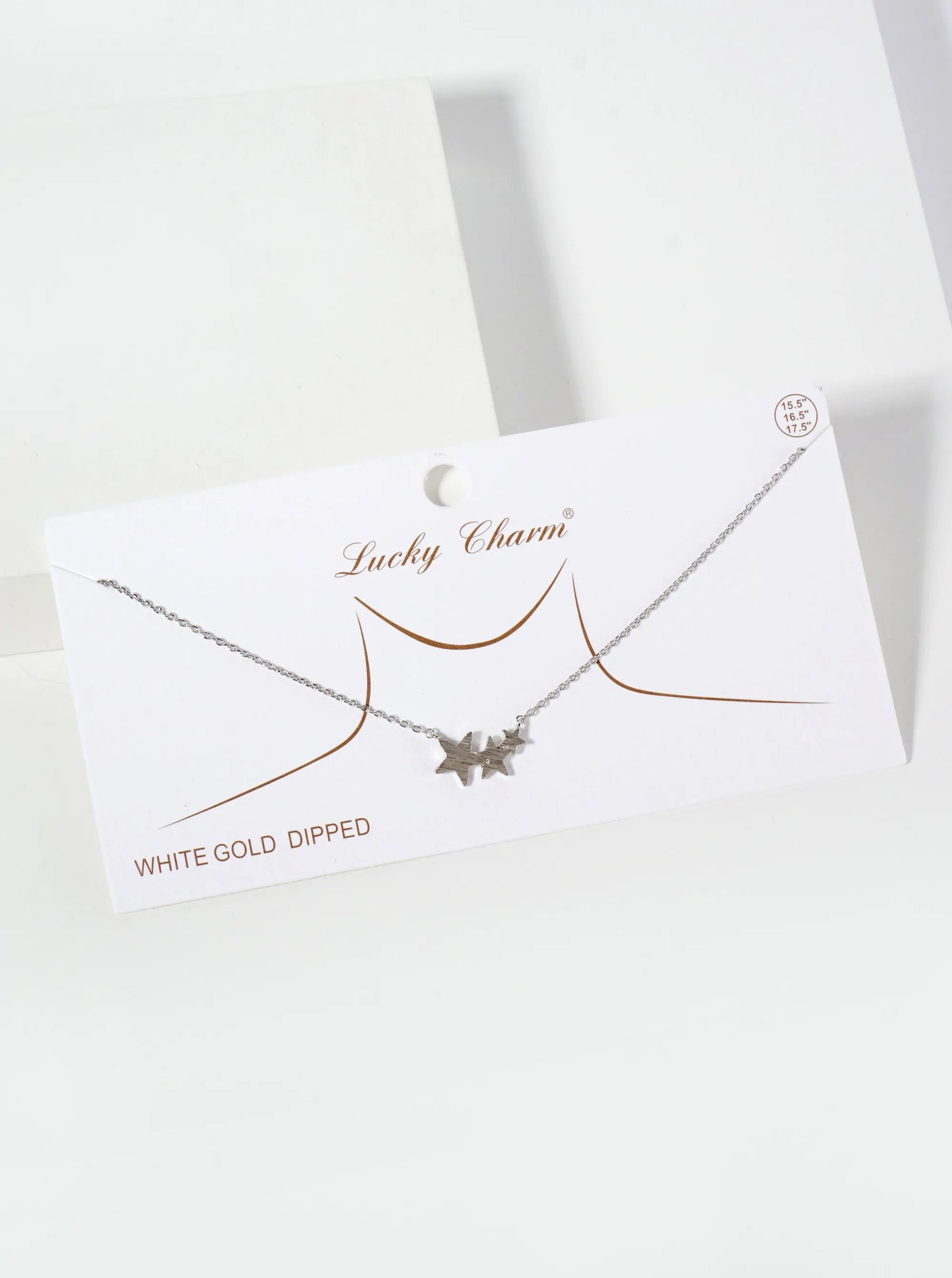 Celestial-Theme 18K-Gold-Dipped Brushed-Texture Graduated Three Stars Pendant Necklace